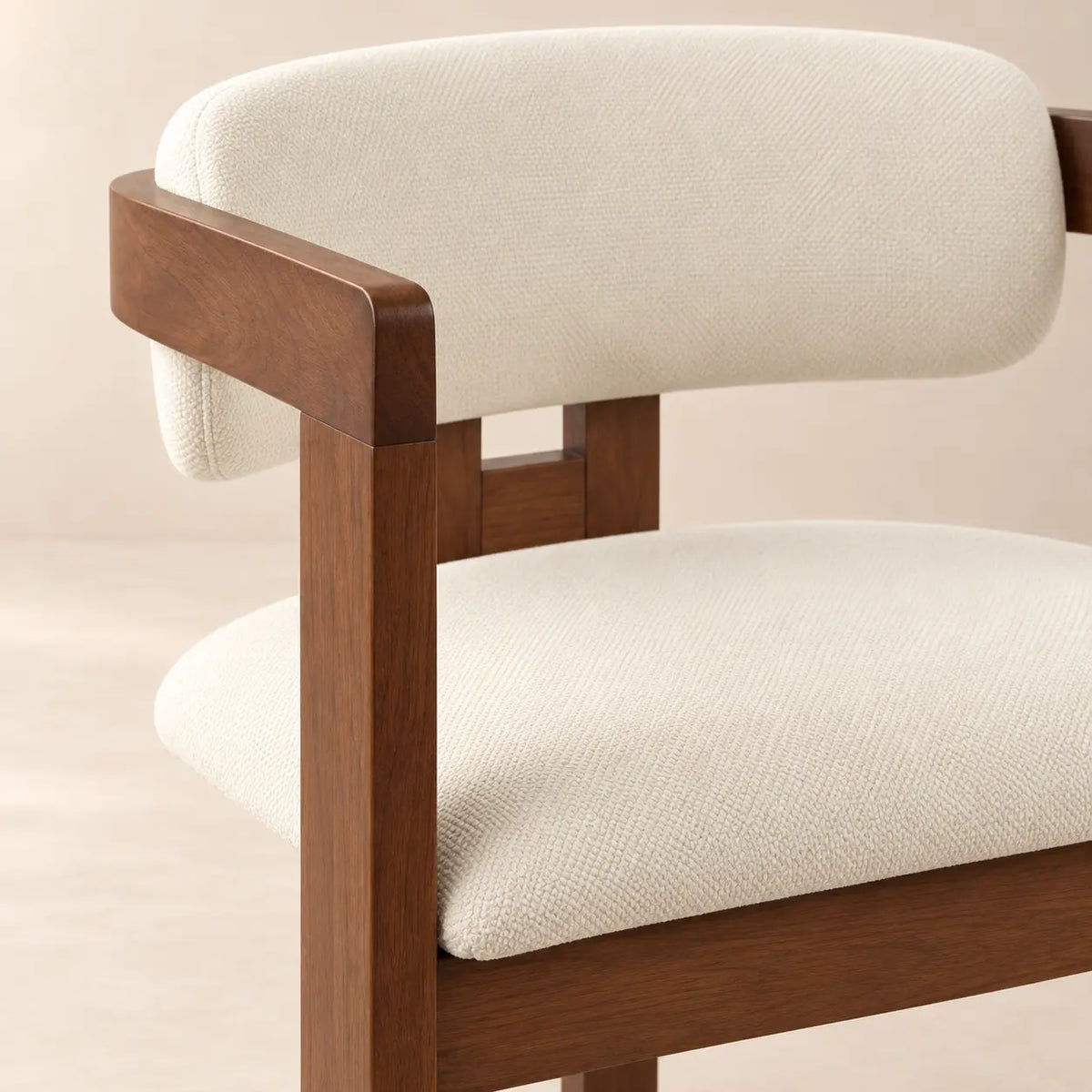 Chaise en Bois d’Hévéa Tissu Velours Beige MOLLY - 76 x 61 cm Rousseau