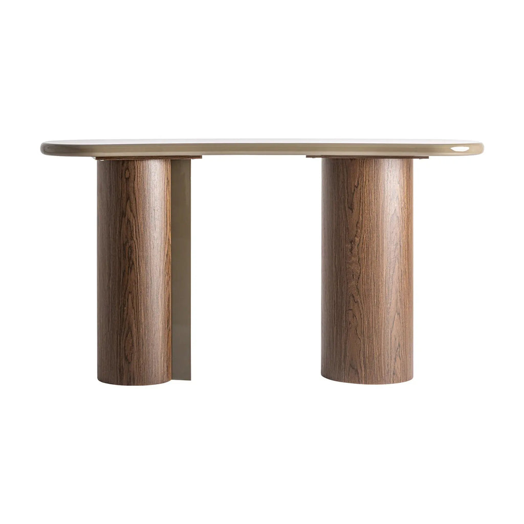 Console de Salon En Bois MDF et Placage de Bois Marron Clair ROOT - 150 x 40 cm KODU