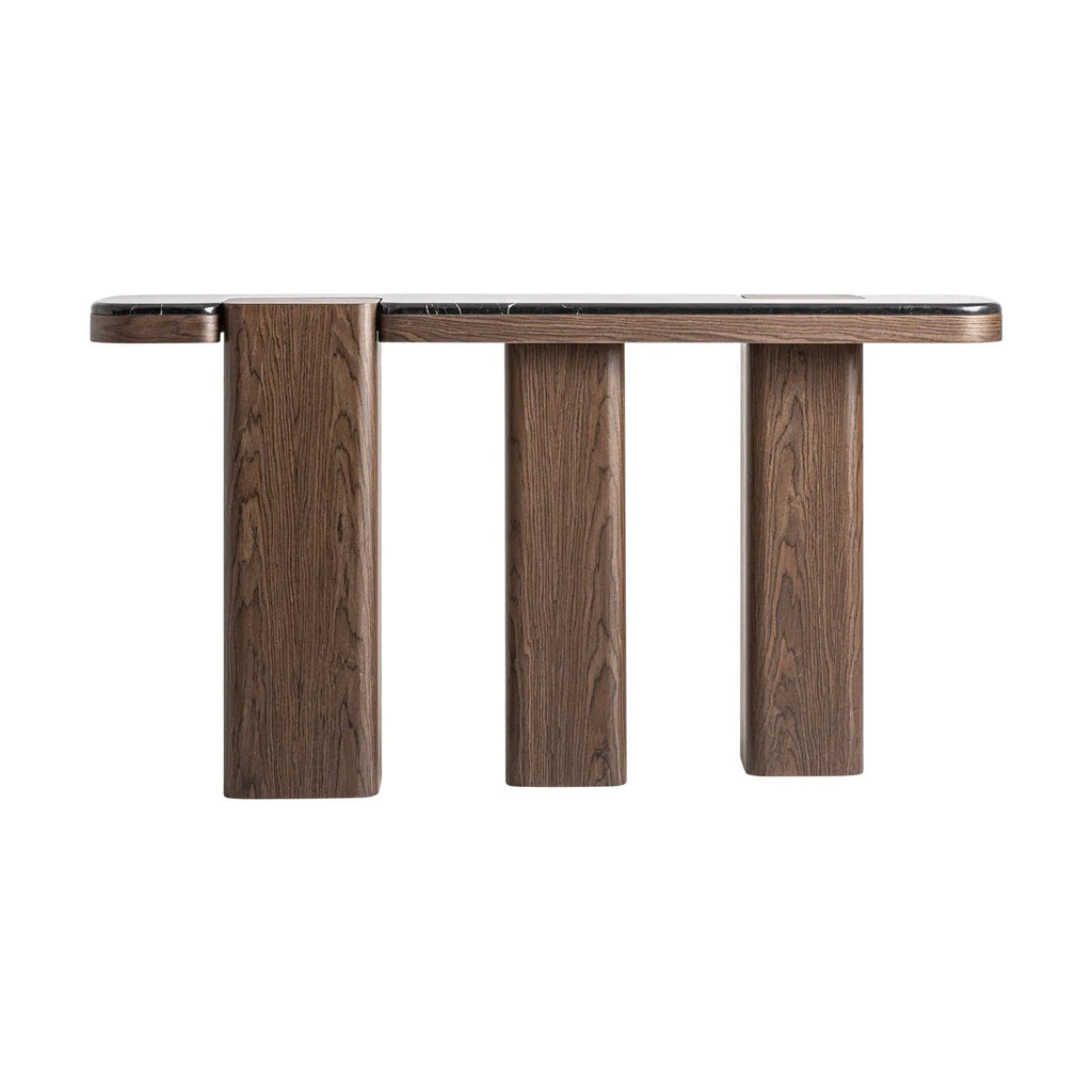 Console en Bois et Marbre Noir ATLAS - 40 x 40 cm KODU
