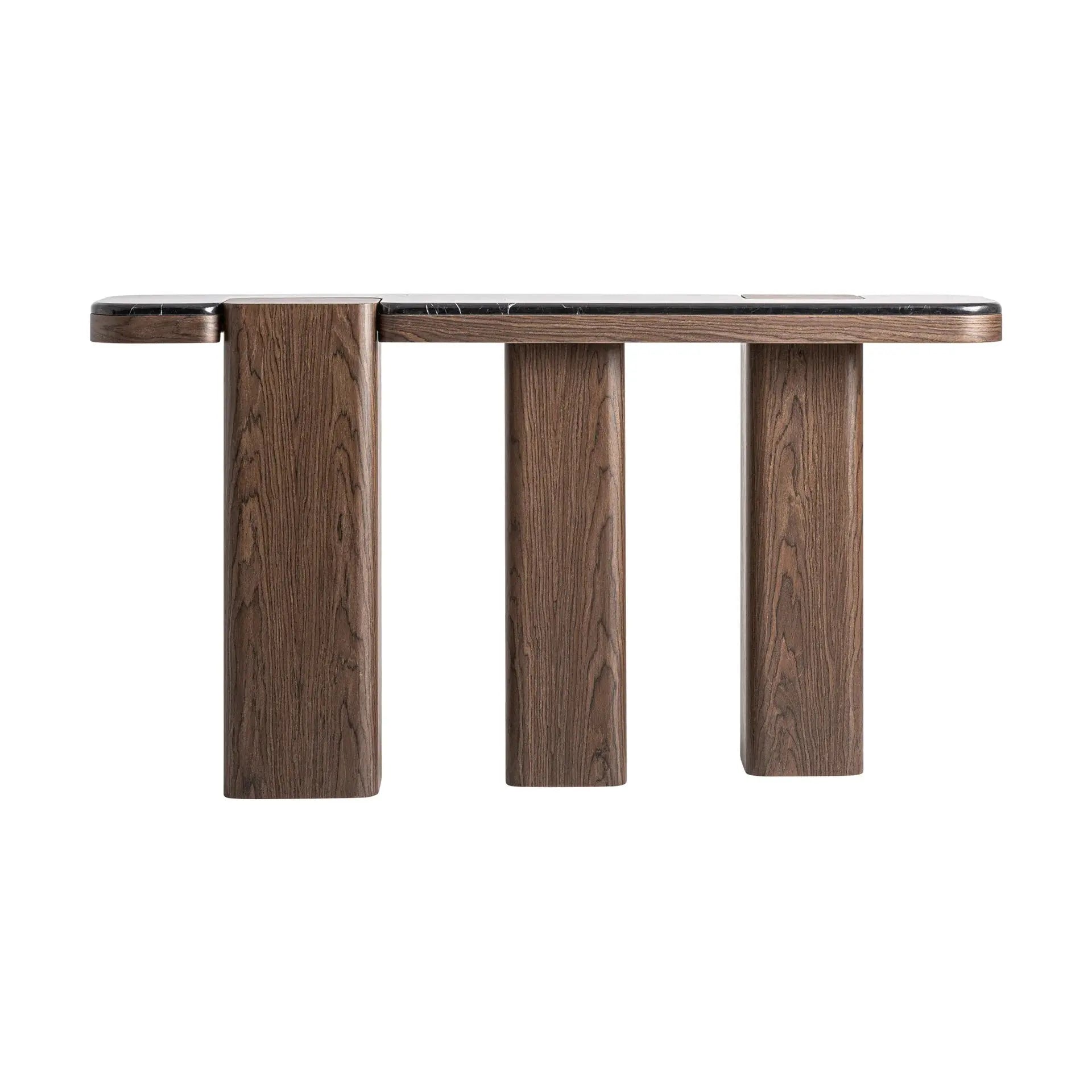Console en Bois et Marbre Noir ATLAS - 40 x 40 cm KODU