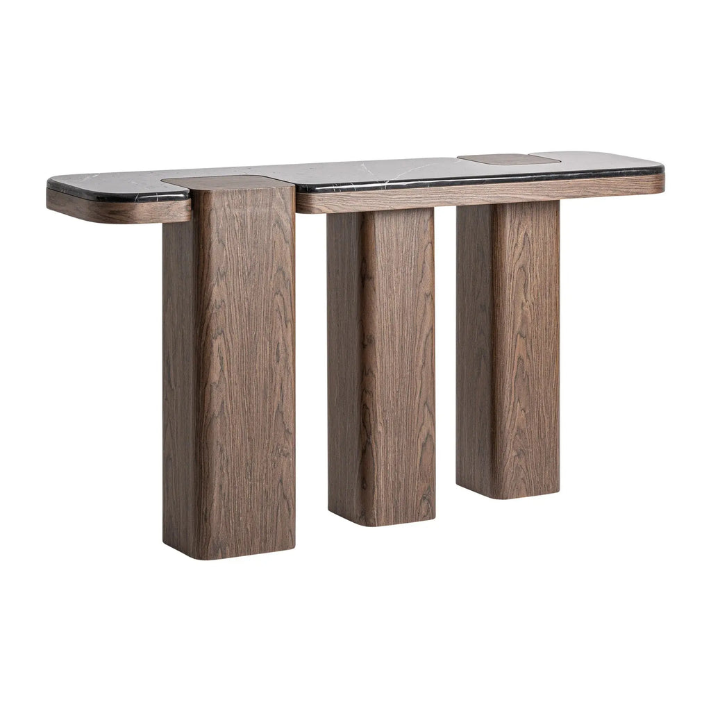 Console en Bois et Marbre Noir ATLAS - 40 x 40 cm KODU