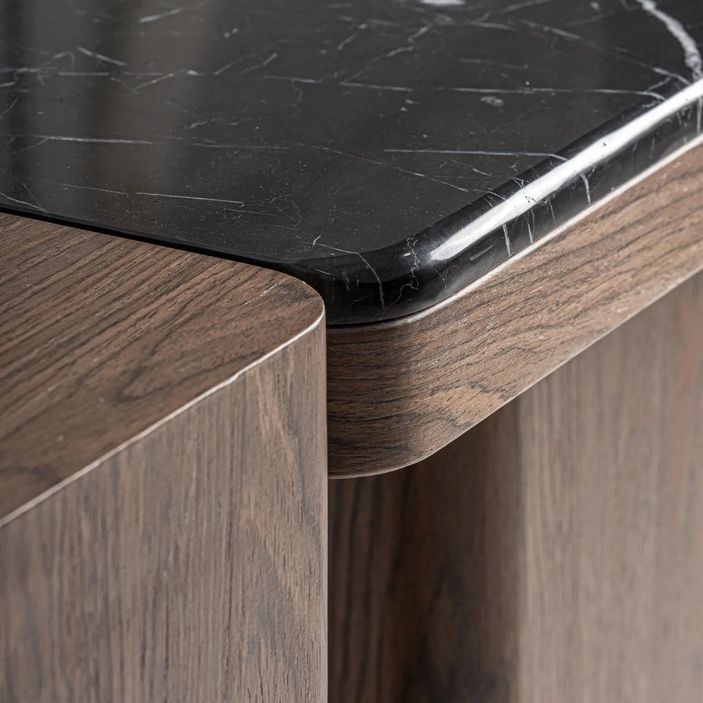 Console en Bois et Marbre Noir ATLAS - 40 x 40 cm KODU