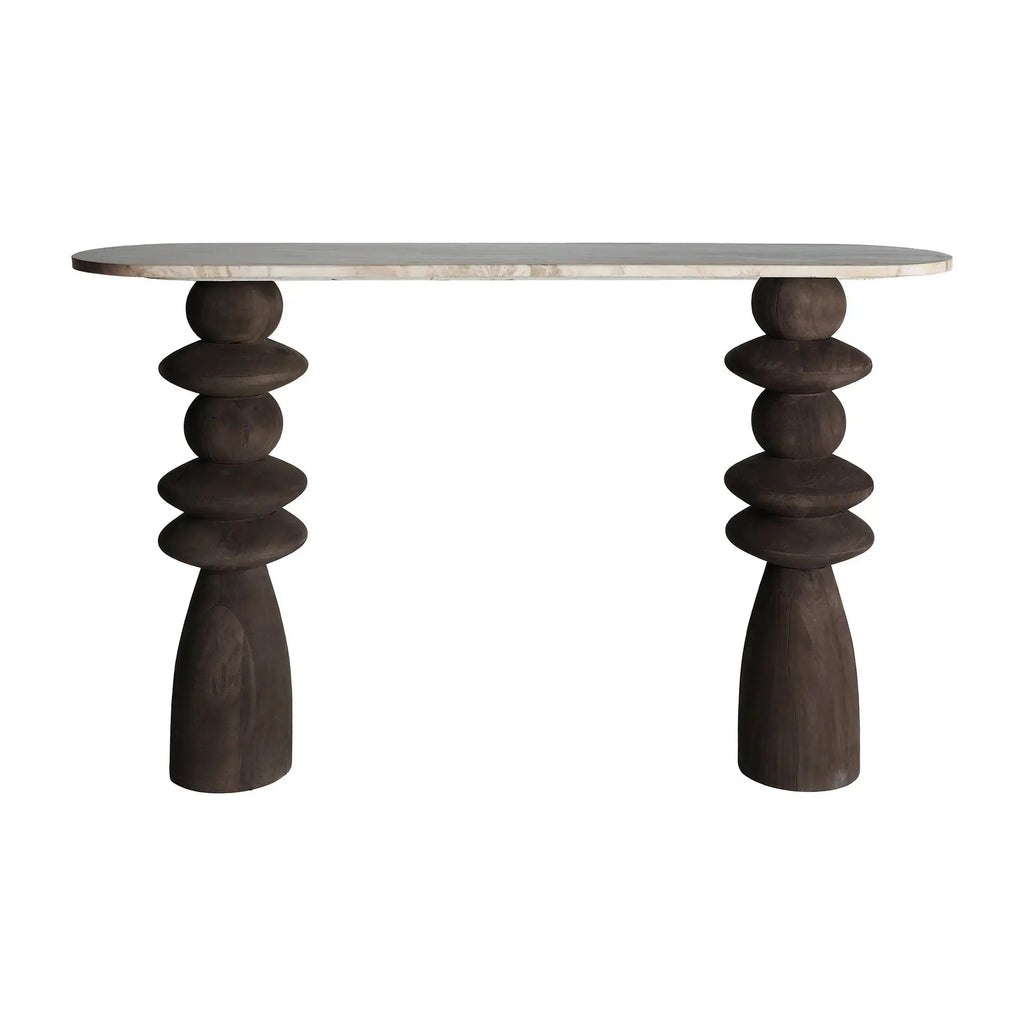 Console en Marbre et Bois de Manguier VRADS - 33 x 133 cm KODU
