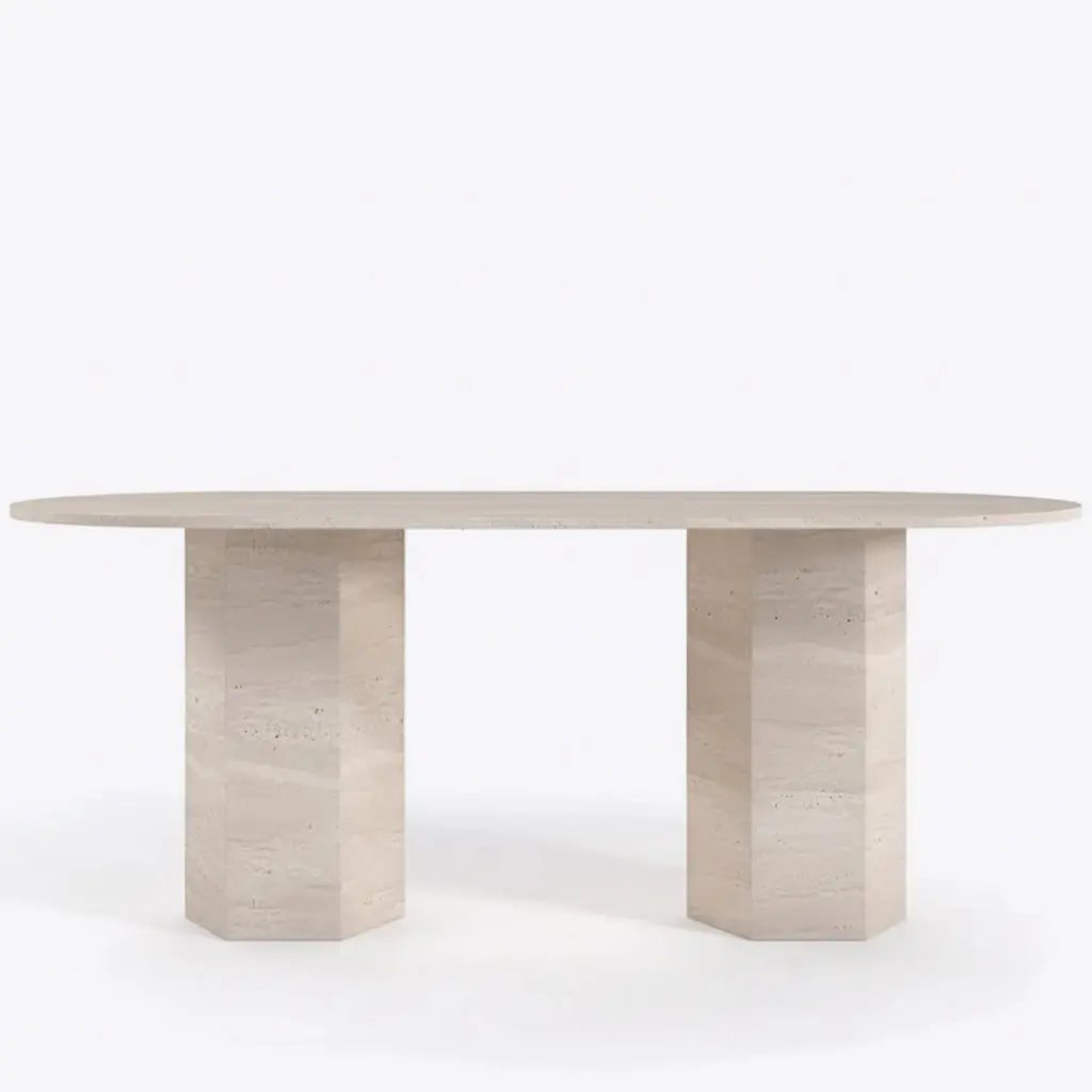 Table à manger en Travertin ELEGENCIA - De 160 à 220 cm Hawali Home