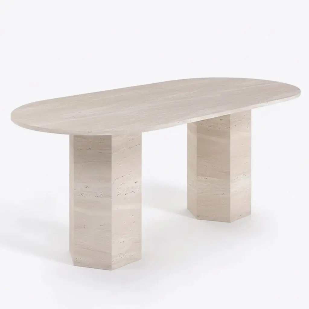 Table à manger en Travertin ELEGENCIA - De 160 à 220 cm Hawali Home