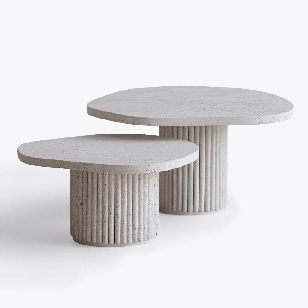 Tables basses Duo en Travertin GEMELAS Hawali Home