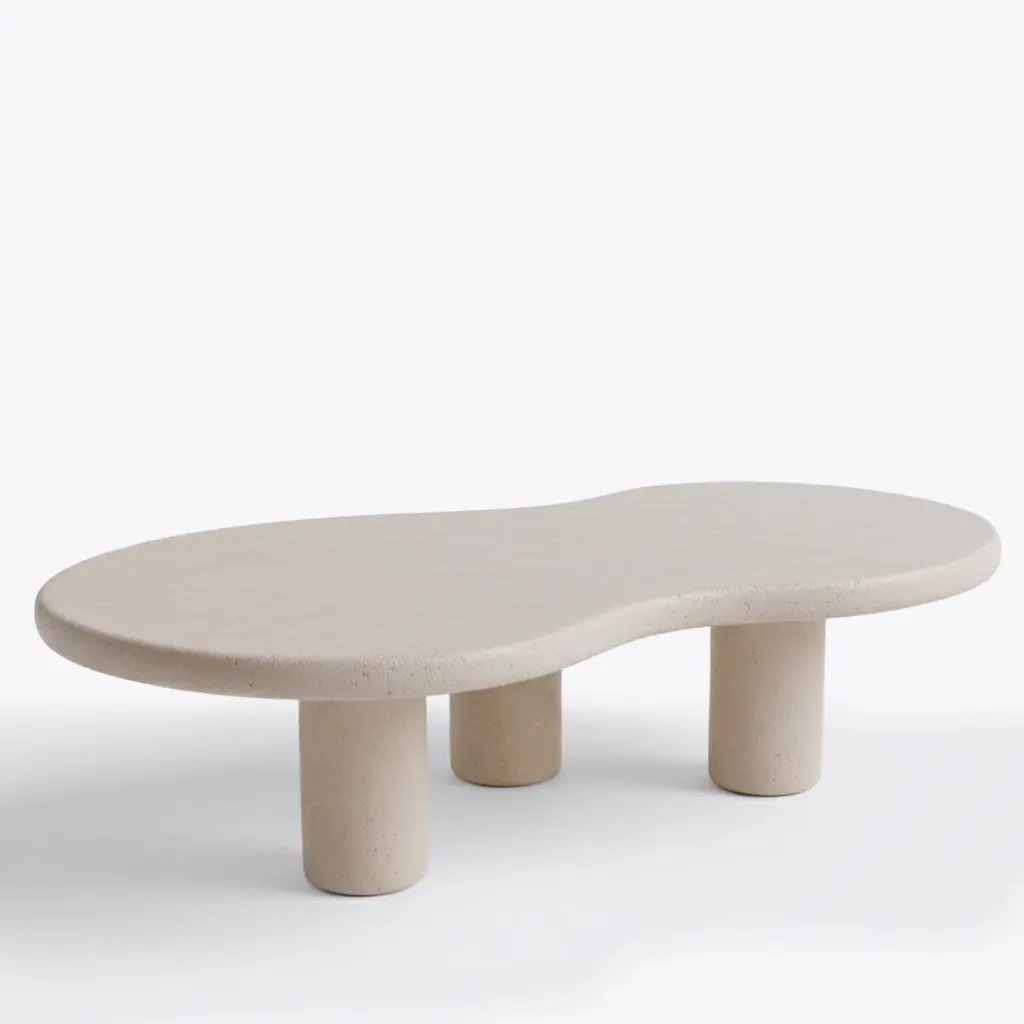 Table Basse Asymétrique en Béton Ciré LILA - 100 à 135 cm hawali-home
