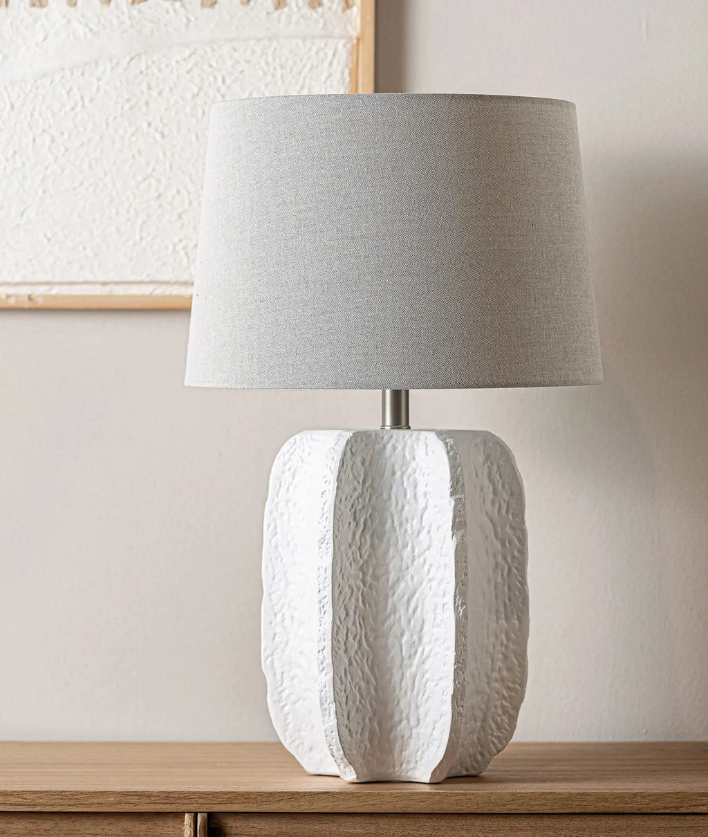 Lampe De Salon Queila céramique blanche design artisanal - 38 x 65 cm KODU