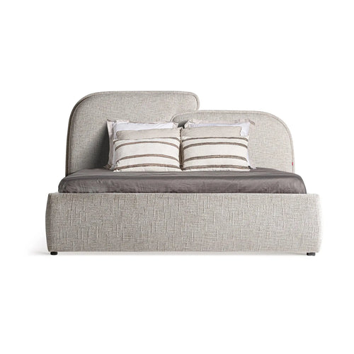 Lit Coffre 2 Places Gris Marbré VERNA - 160 x 200 cm KODU