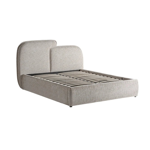 Lit Coffre 2 Places Gris Marbré VERNA - 160 x 200 cm KODU