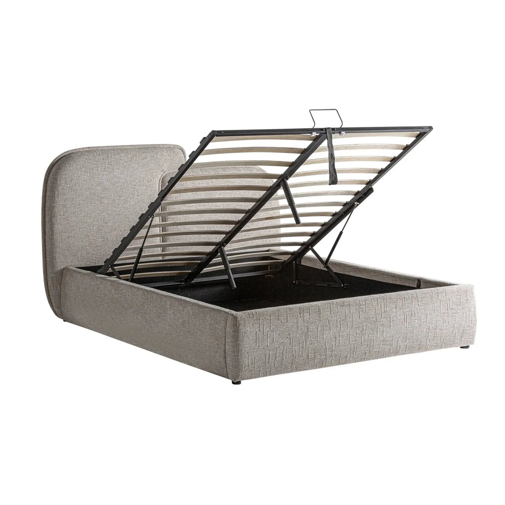 Lit Coffre 2 Places Gris Marbré VERNA - 160 x 200 cm KODU