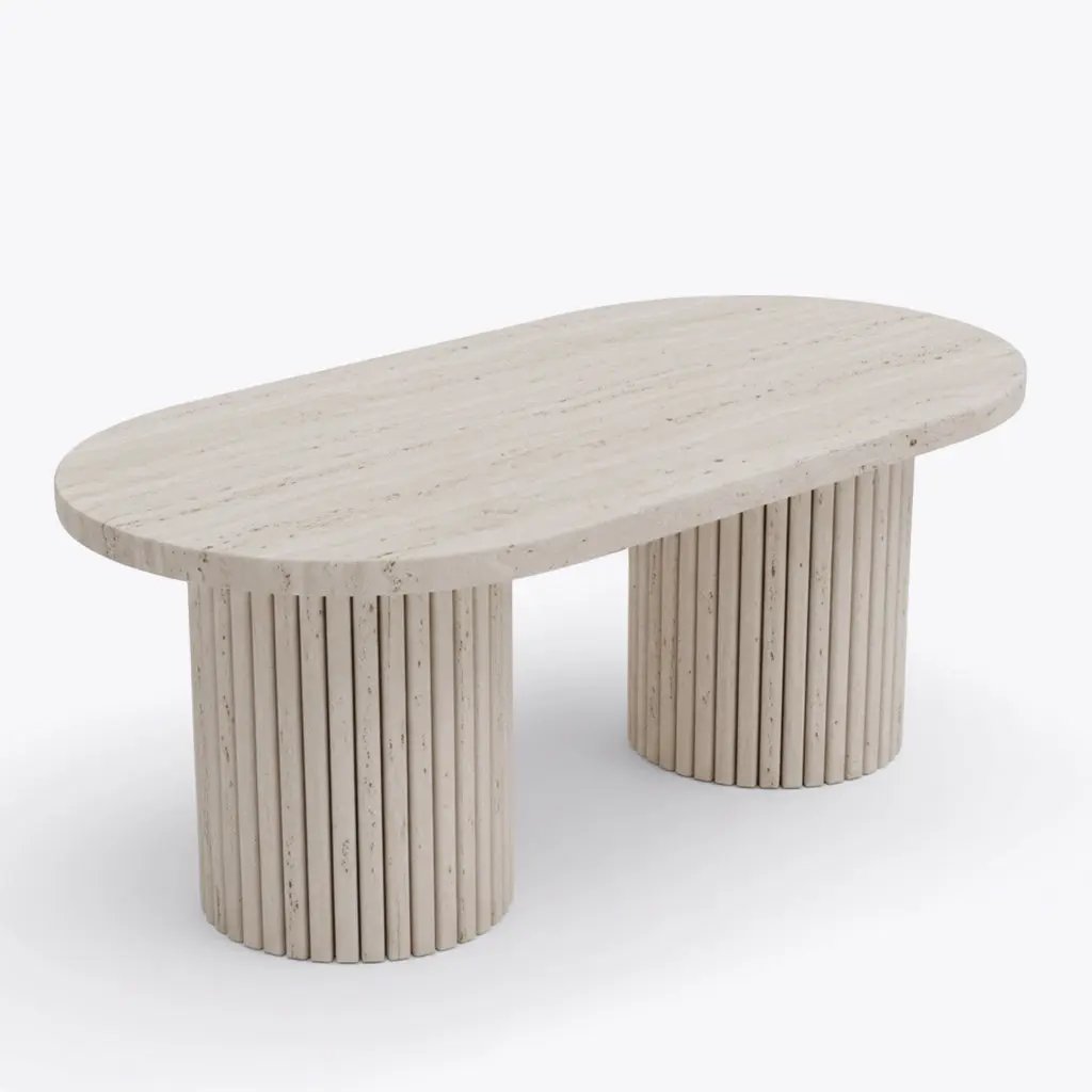 Table Basse en Travertin MARY - De 60 à 100 cm Hawali Home