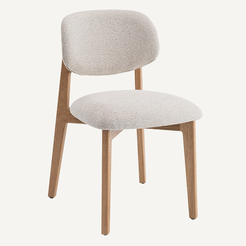 Chaise de Salle à Manger en Bois de Chêne Naturel Tissu Couleur Beige LEA