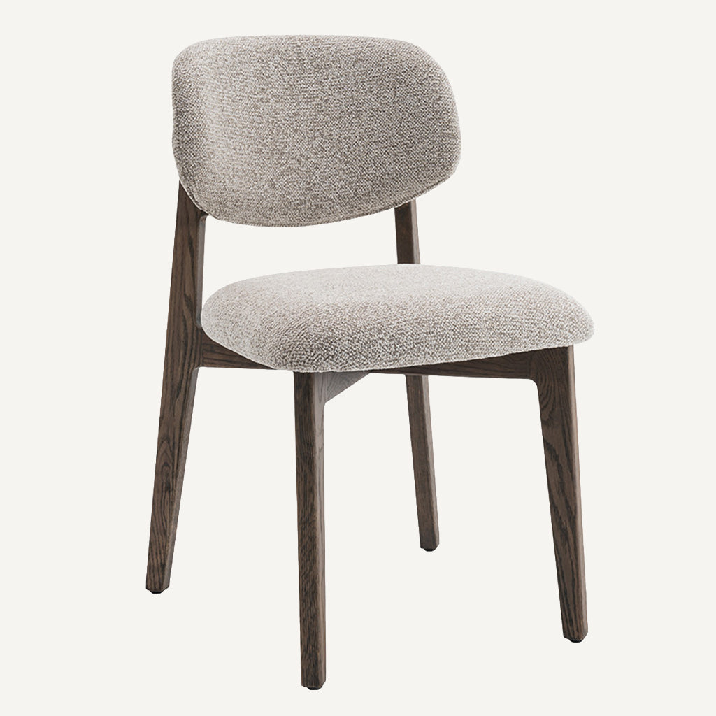 Chaise de Salle à Manger en Bois de Chêne Foncé Tissu Couleur Sable THEA