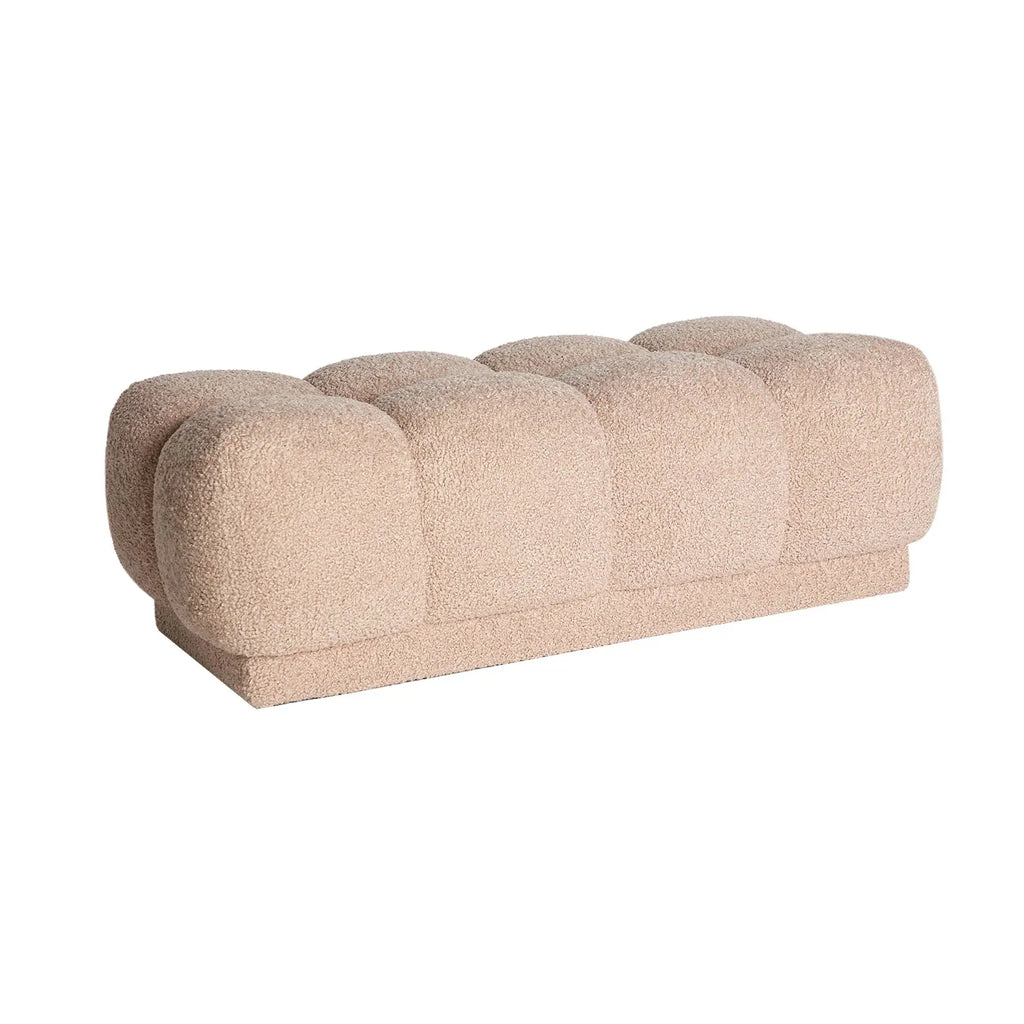 Pied de Lit en Coton Bouclé Beige MARBURGO - 124 x 67 cm KODU