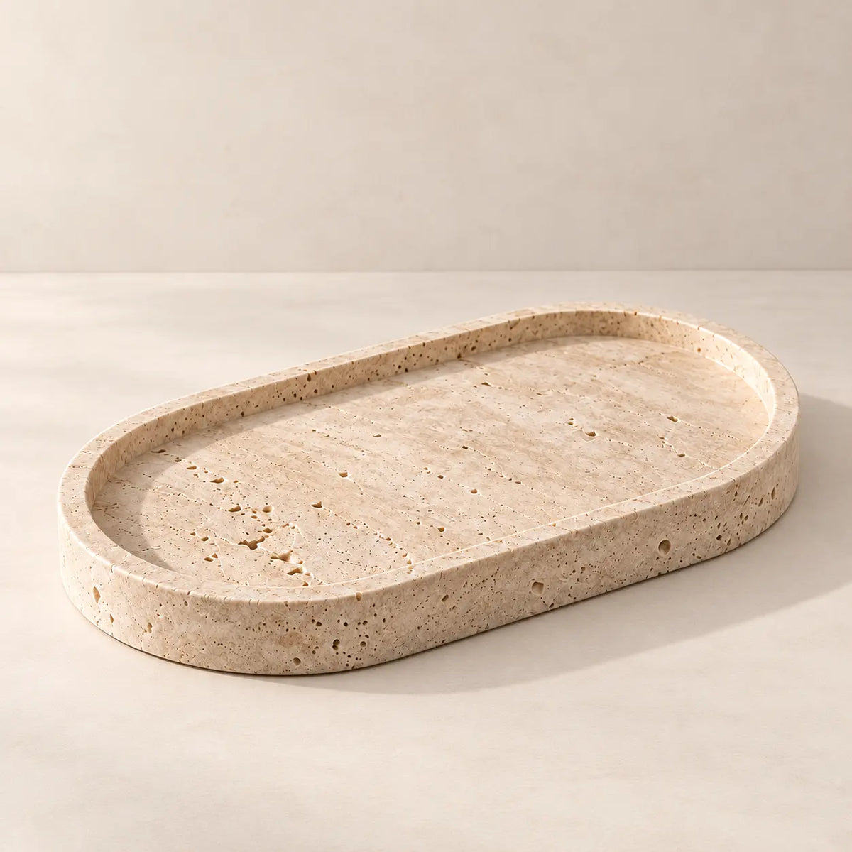 Plateau Décoratif en Travertin - 20 cm Hawali Home