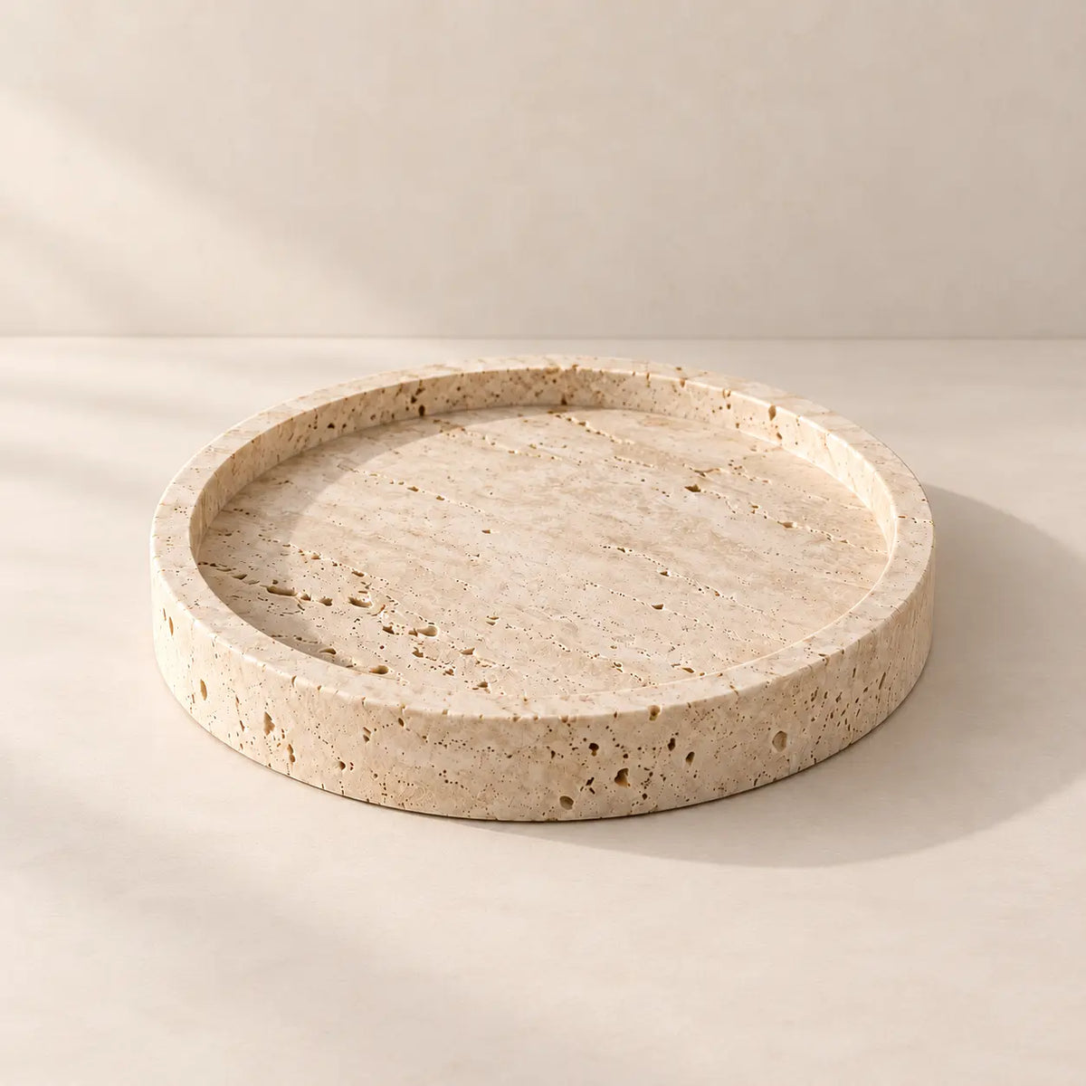 Plateau Décoratif en Travertin - 20 cm Hawali Home