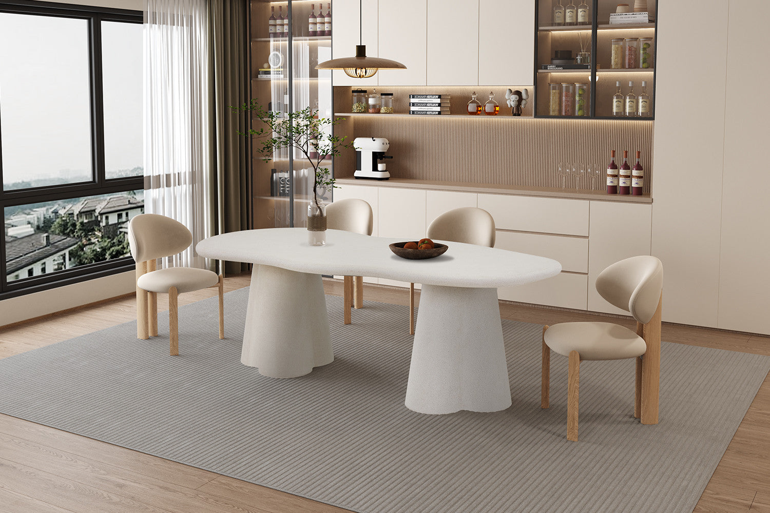 Table à Manger Ovale Effet Ciment LENA - 220 cm