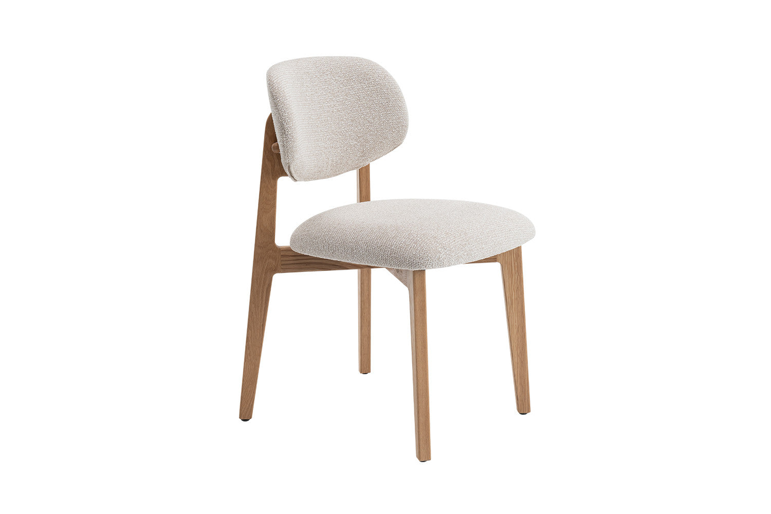 Chaise de Salle à Manger en Bois de Chêne Naturel Tissu Couleur Beige LEA