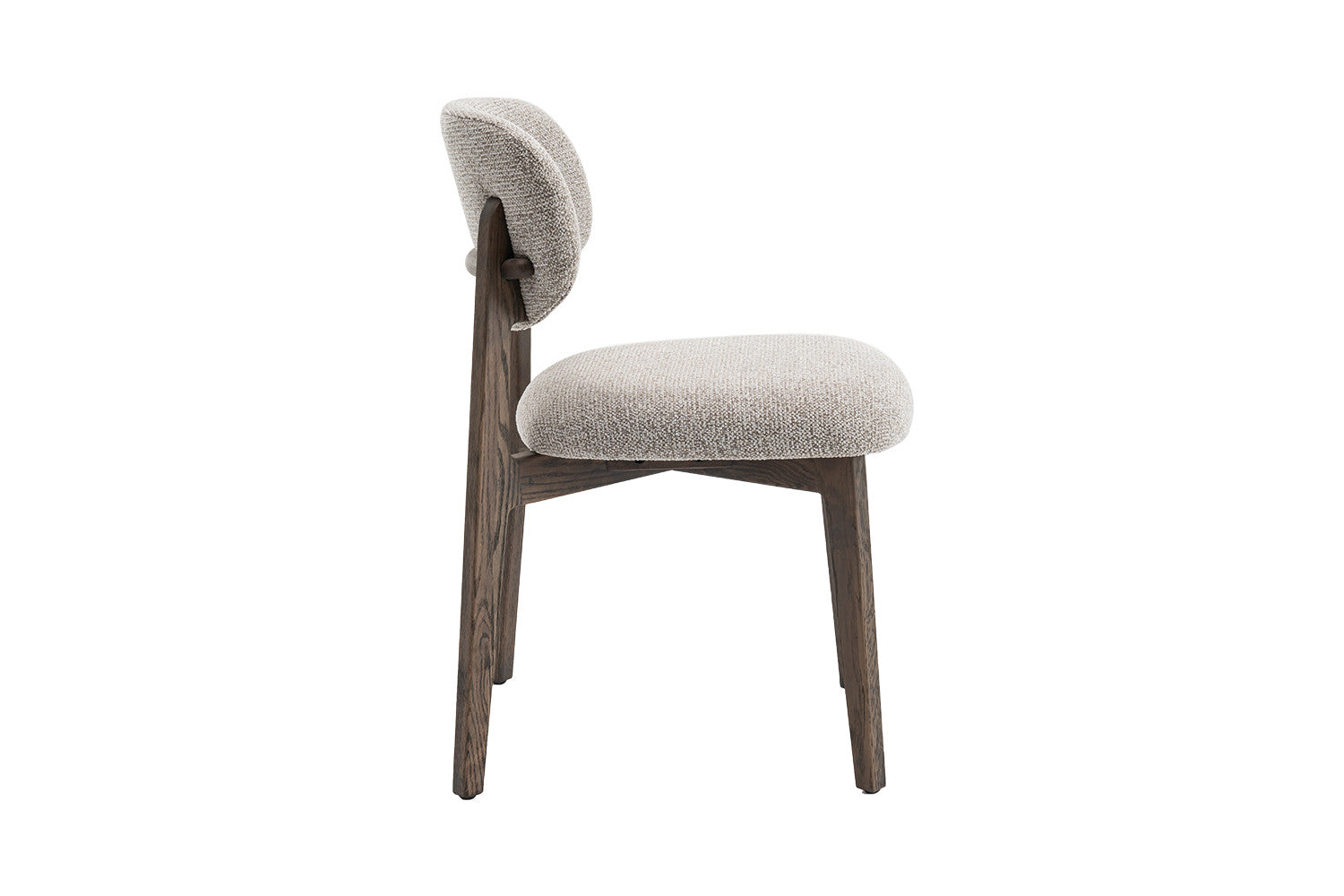 Chaise de Salle à Manger en Bois de Chêne Foncé Tissu Couleur Sable THEA