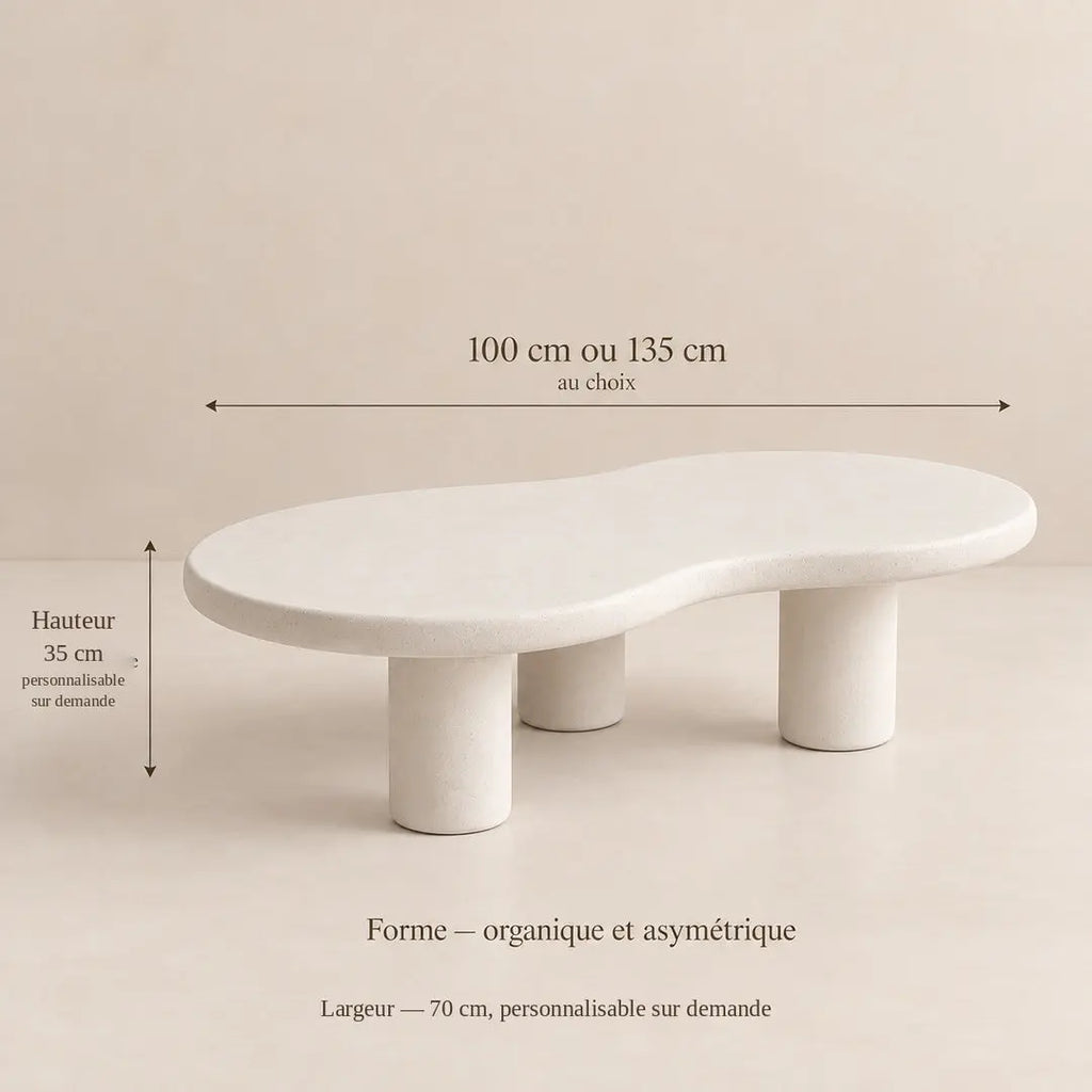 Table basse béton ciré beige LILA pour salon