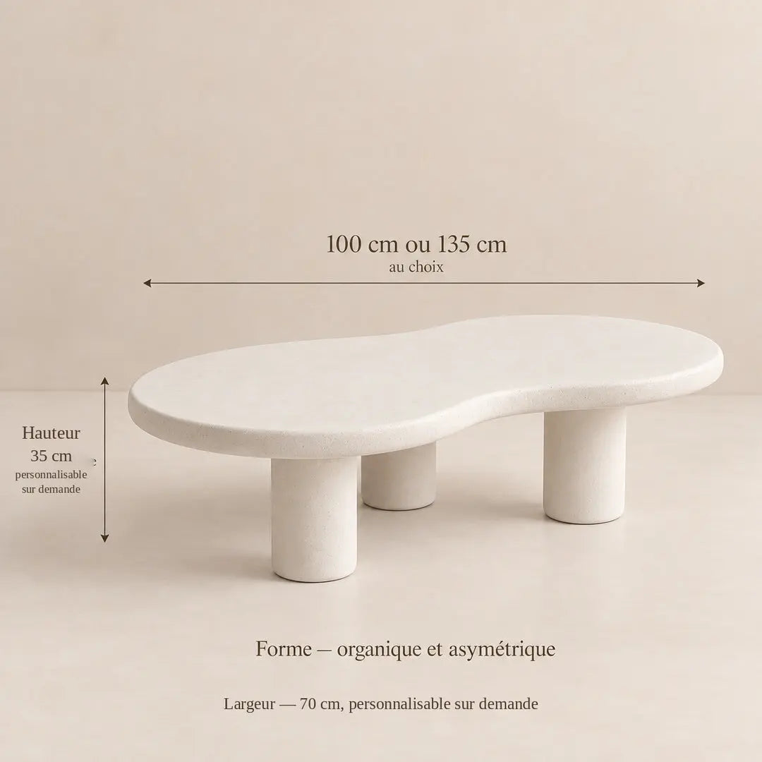 Table Basse Asymétrique en Béton Ciré LILA - 100 à 135 cm hawali-home