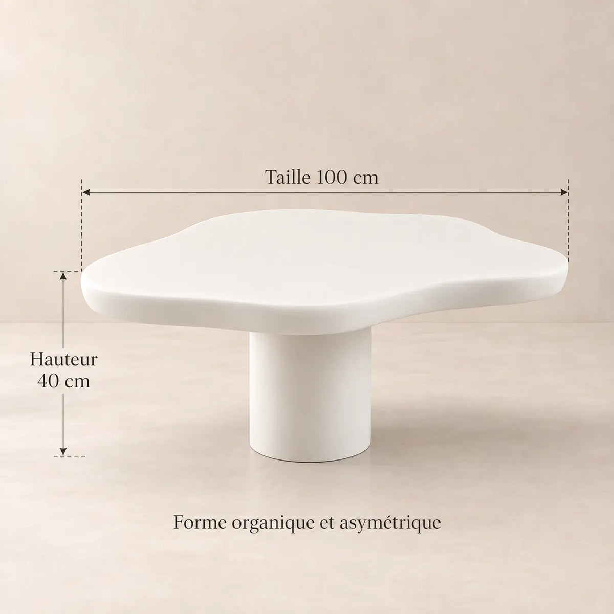Table Basse Asymétrique en Béton Ciré PURE - De 70 à 100 cm Hawali Home