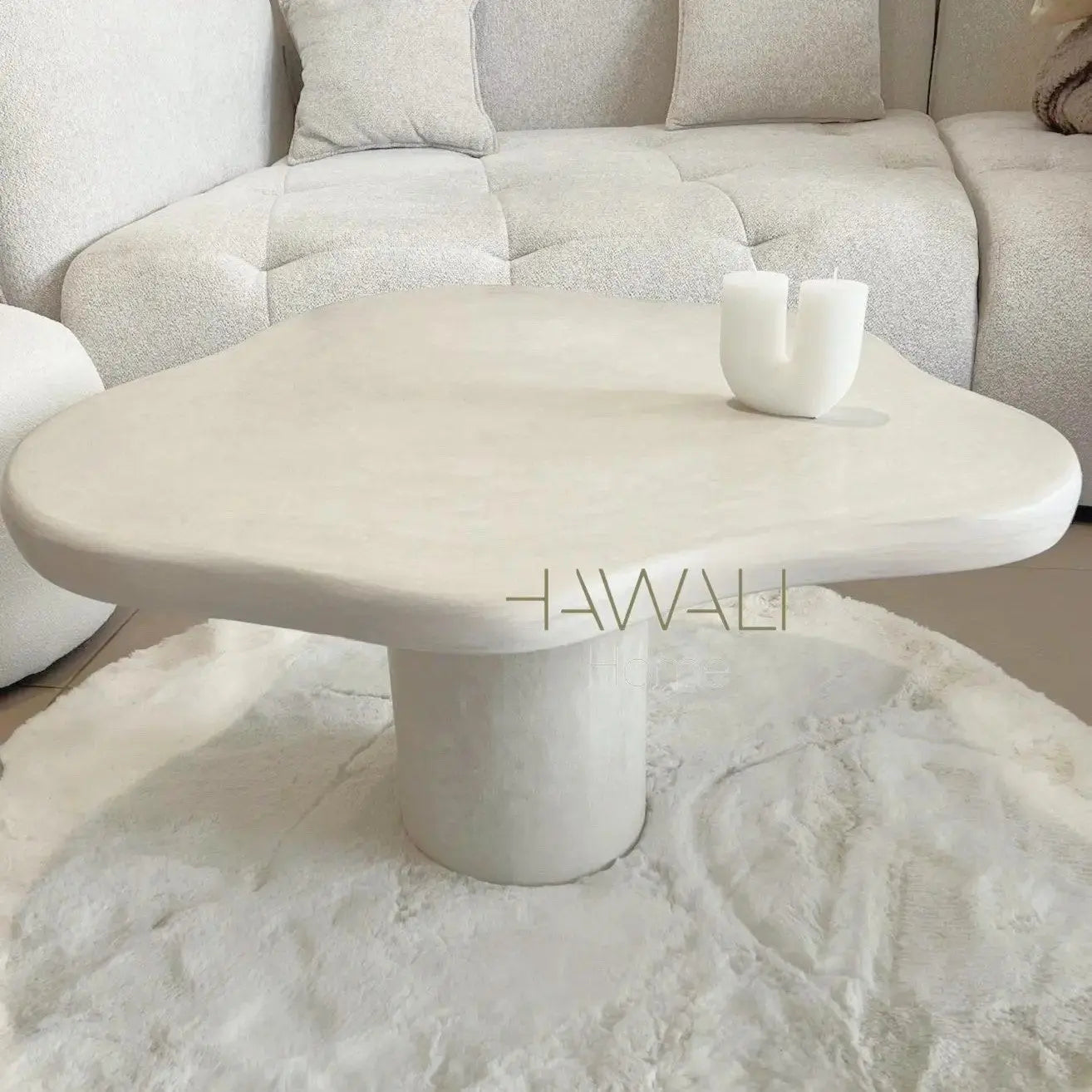 Table Basse Asymétrique en Béton Ciré PURE - De 70 à 100 cm Hawali Home