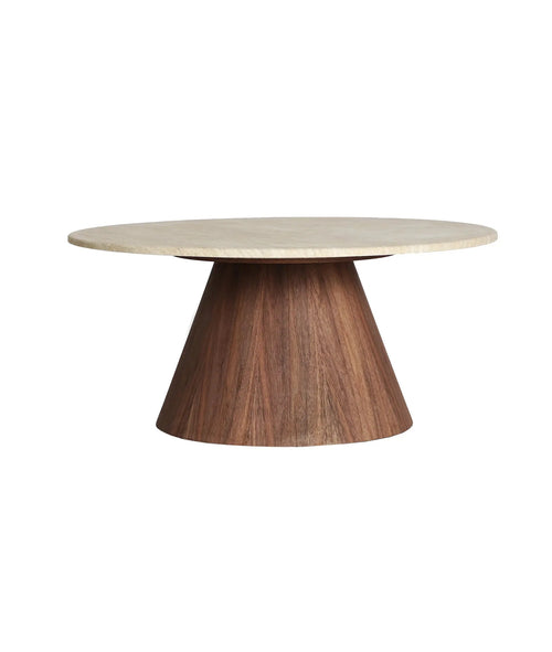 Table Basse Dune Effet Marbre Beige et Bois Noyer - 90 x 40 cm KODU