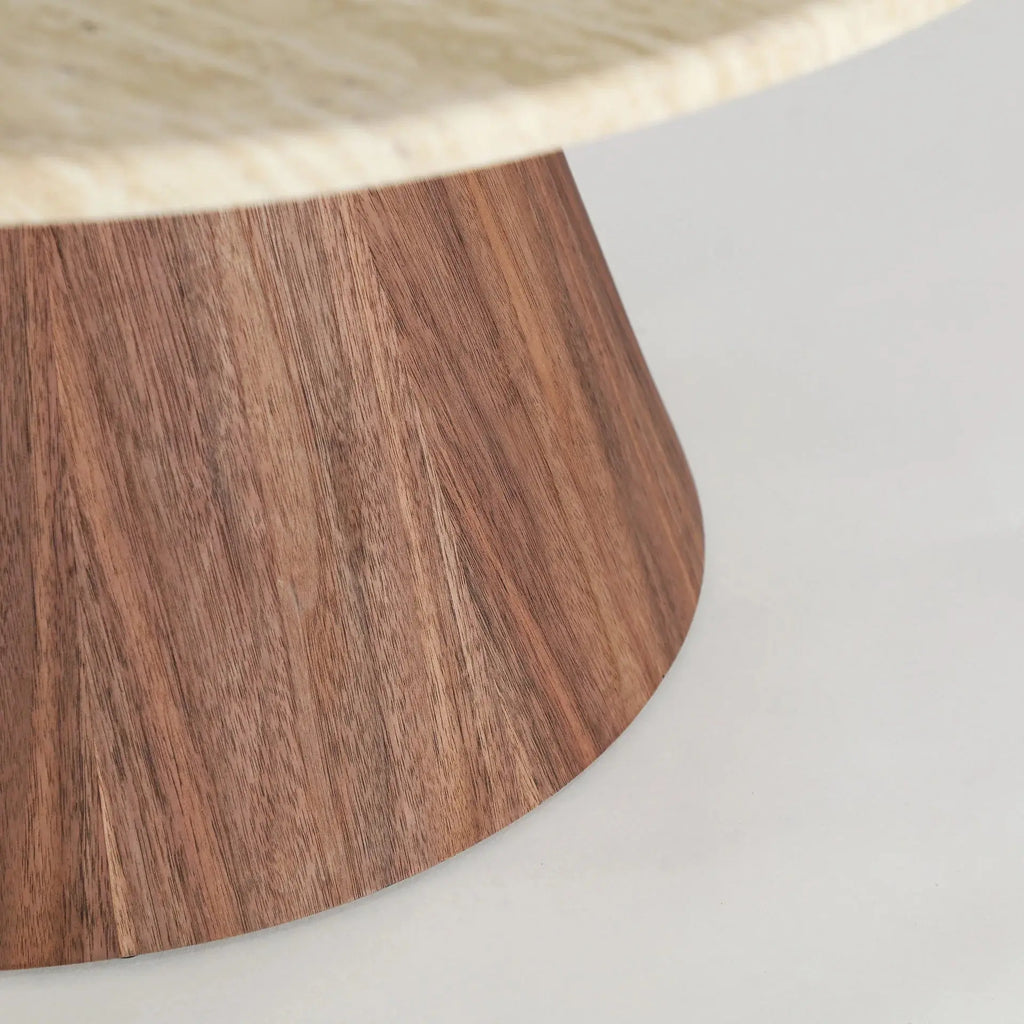 Table Basse Dune Effet Marbre Beige et Bois Noyer - 90 x 40 cm KODU