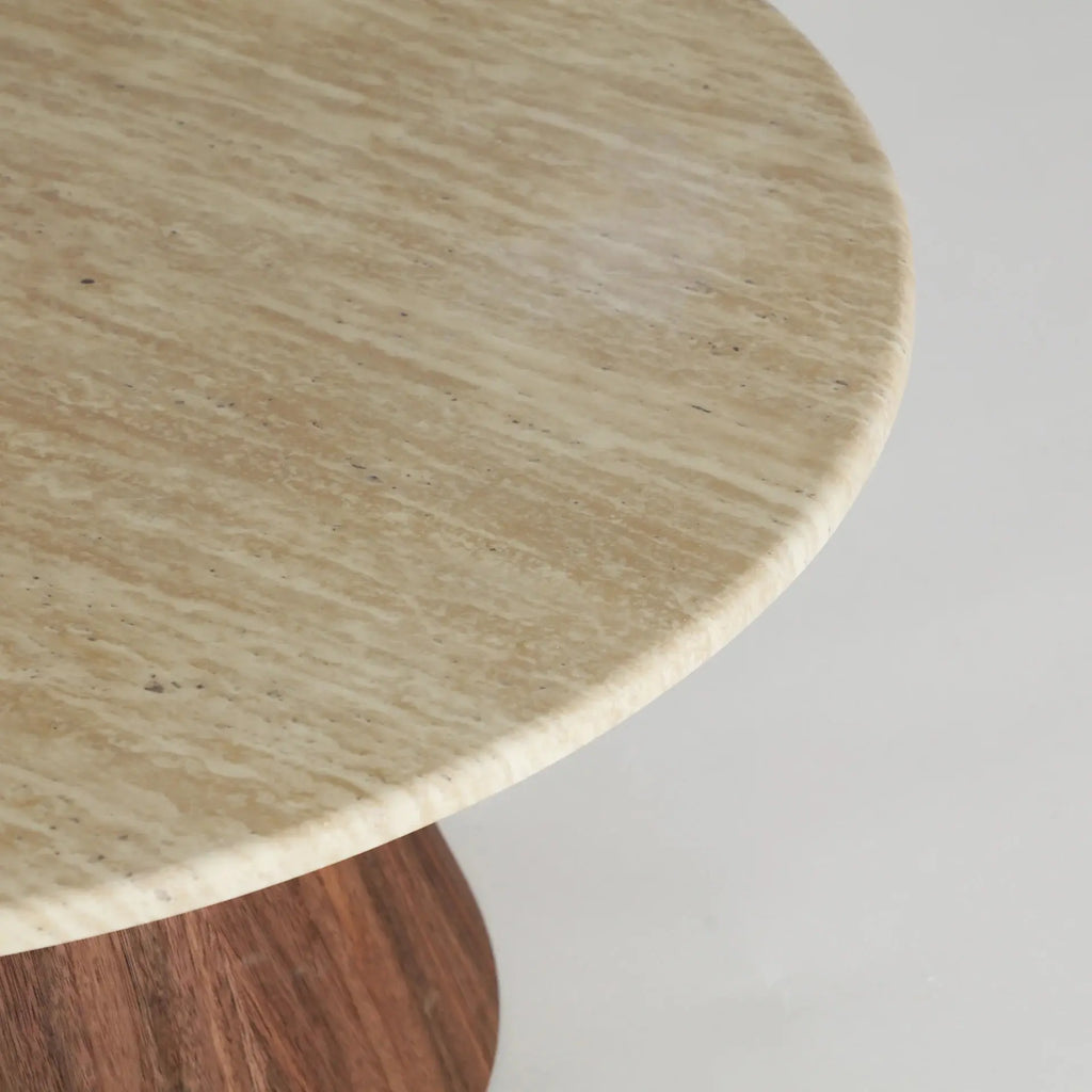 Table Basse Dune Effet Marbre Beige et Bois Noyer - 90 x 40 cm KODU