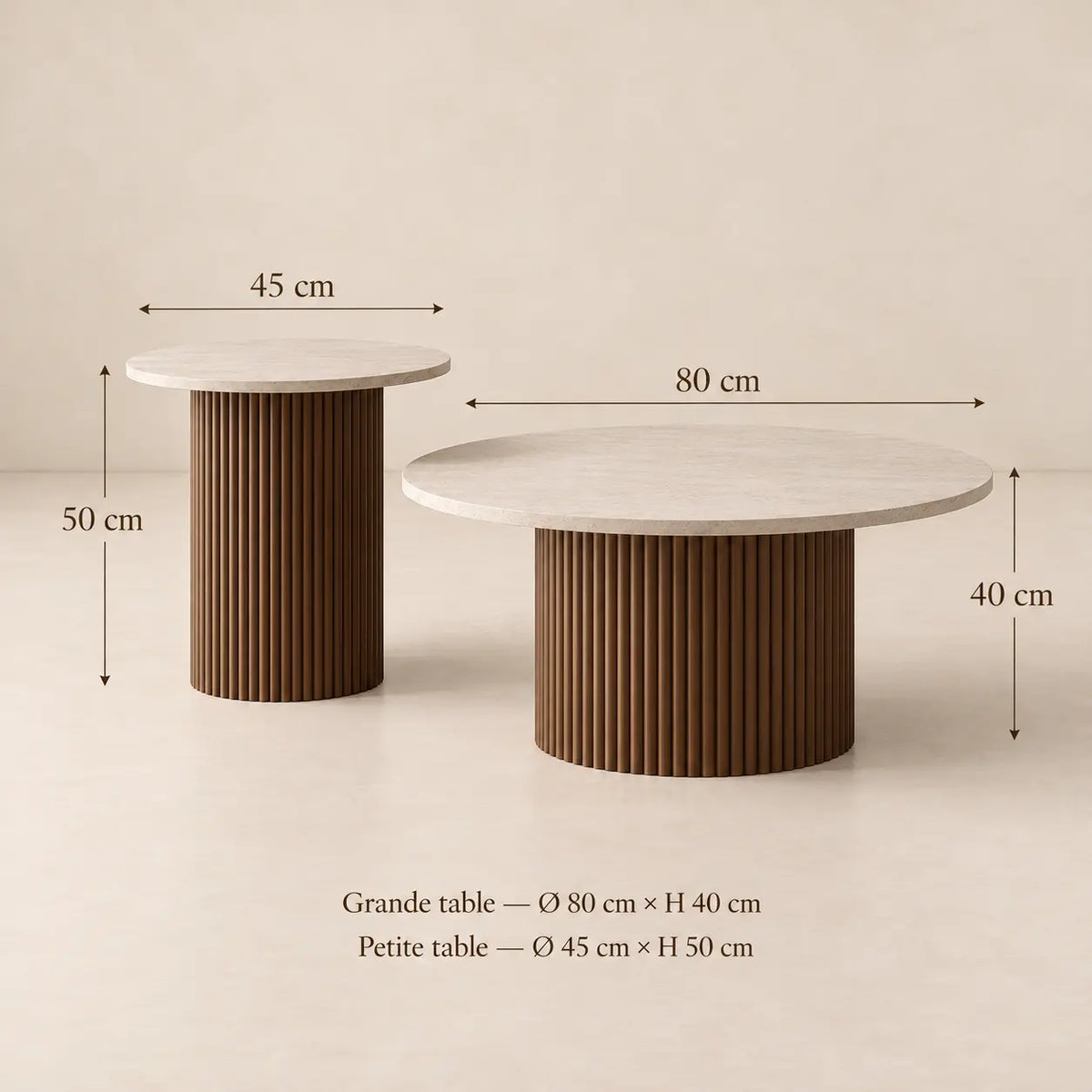 Table Basse Gigogne Duo ELENA - 80 x 40 cm | 45 x 50 cm Hawali Home