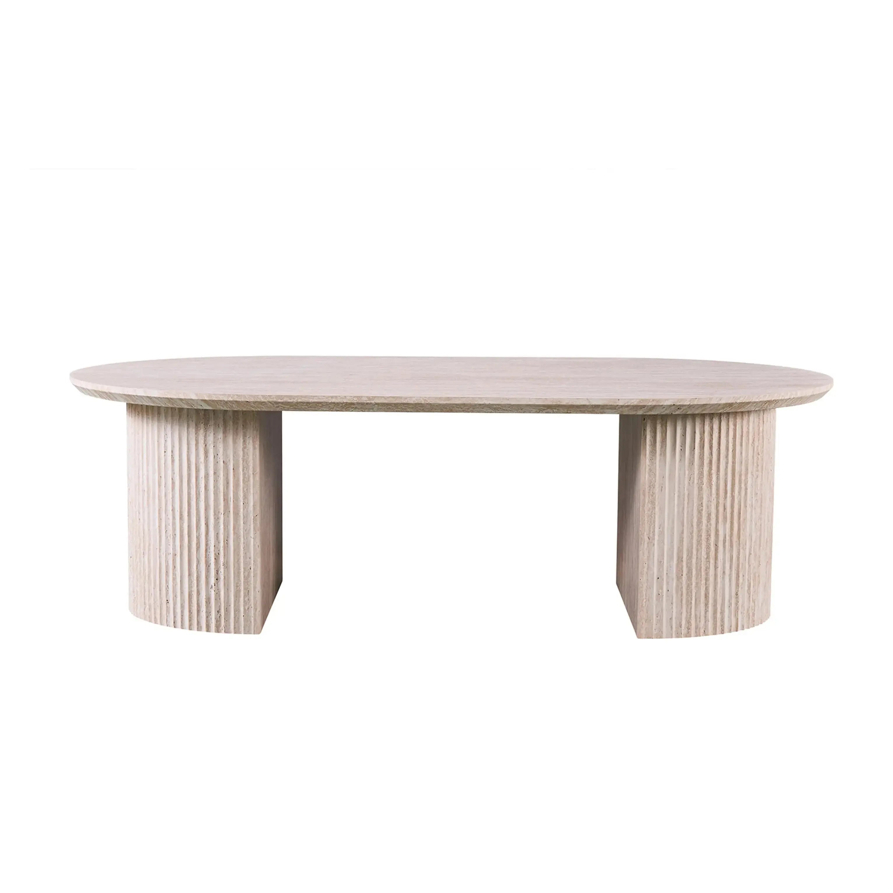 Table Basse Ovale PURE Effet Travertin - 120 x 70 cm Hawali Home