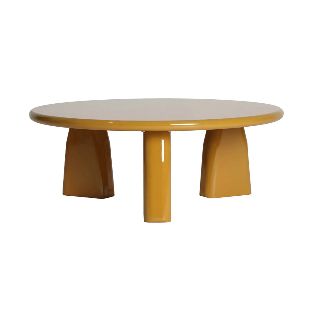 Table Basse Ronde en Bois Laqué Moutarde PROVENZA - 80 cm KODU
