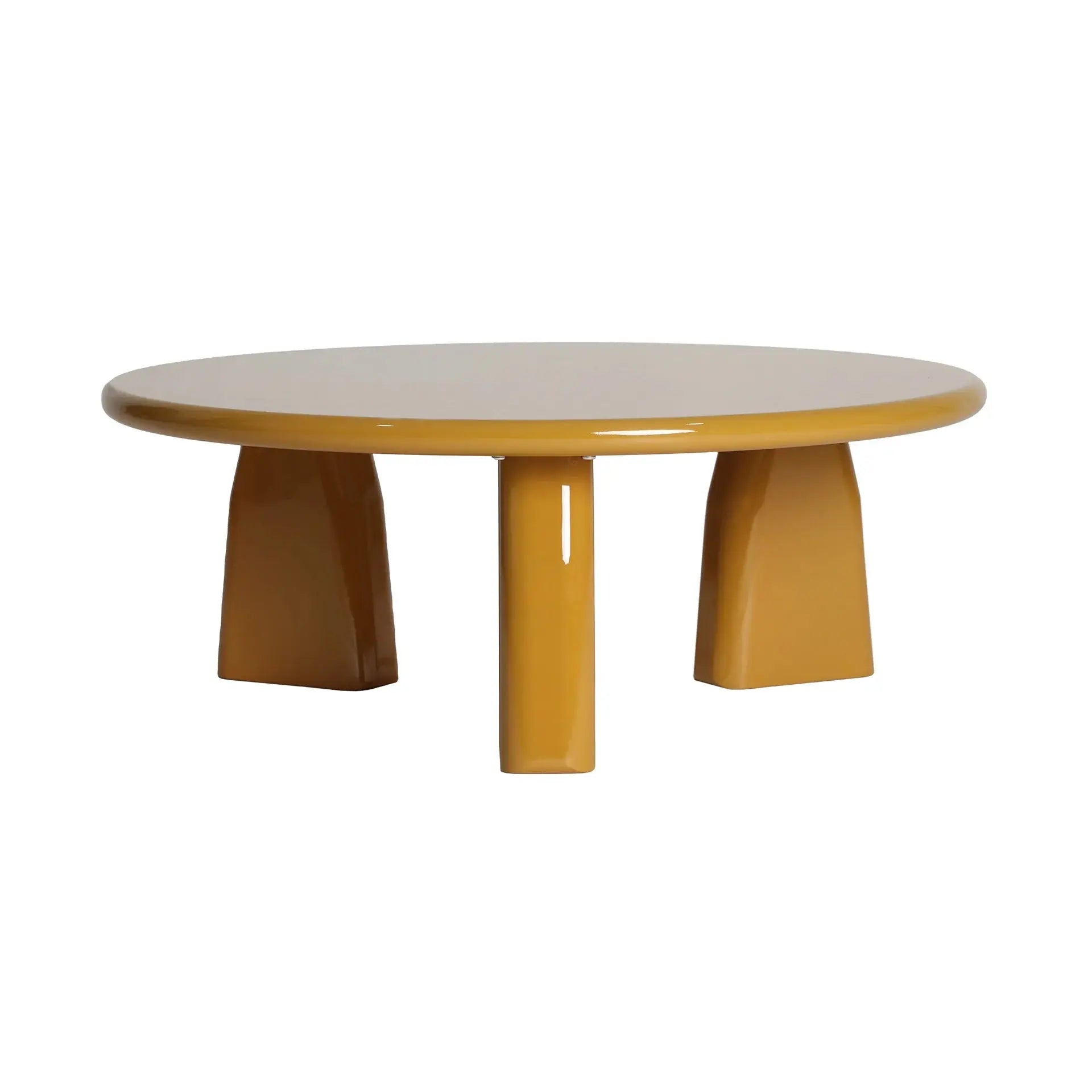 Table Basse Ronde en Bois Laqué Moutarde PROVENZA - 80 cm KODU