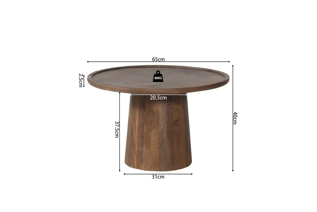 Table Basse Ronde en Bois Manguier AMAYA - 65x45 cm Rousseau