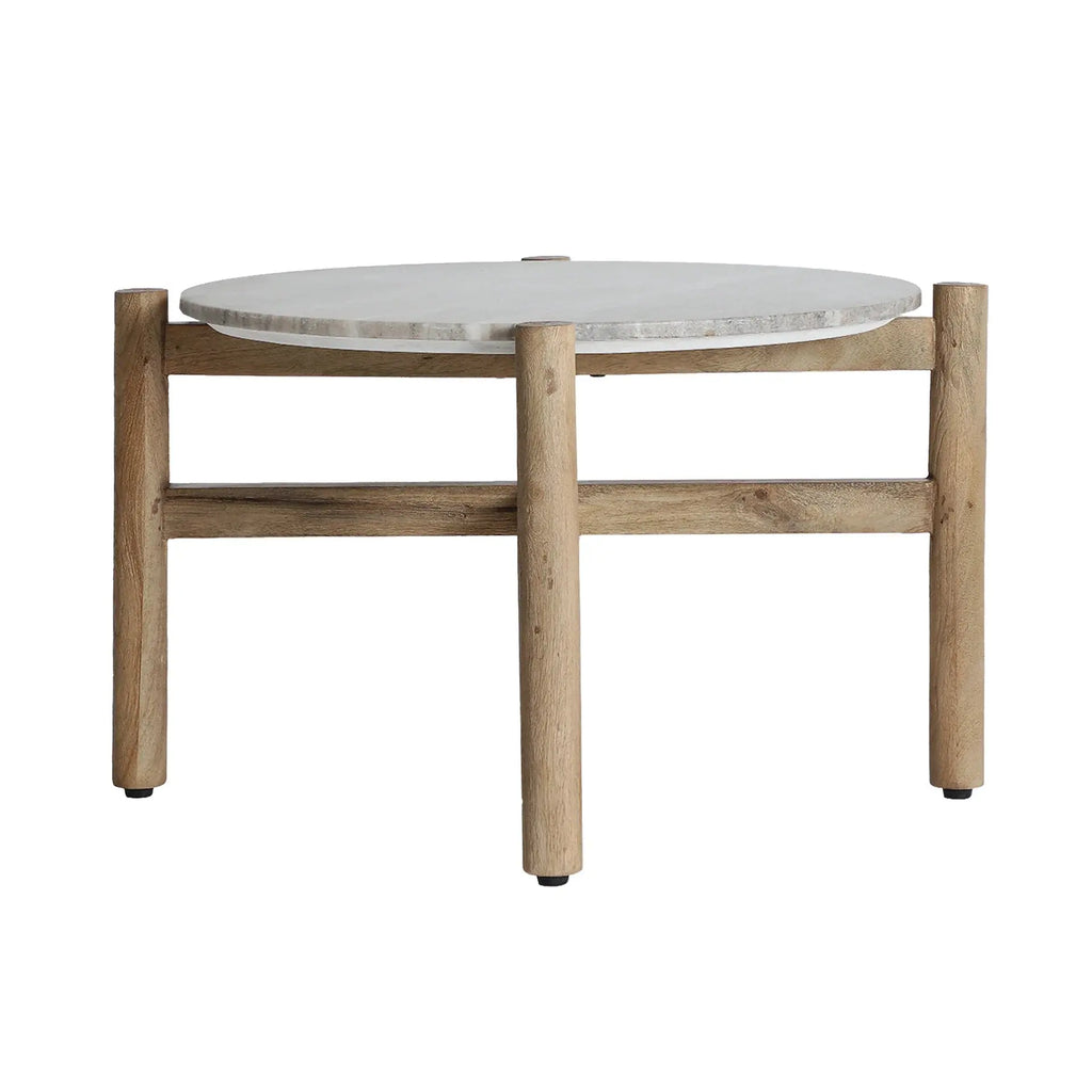 Table Basse de Salon avec Plateau en Marbre Gris LACAUNE - 68 cm KODU