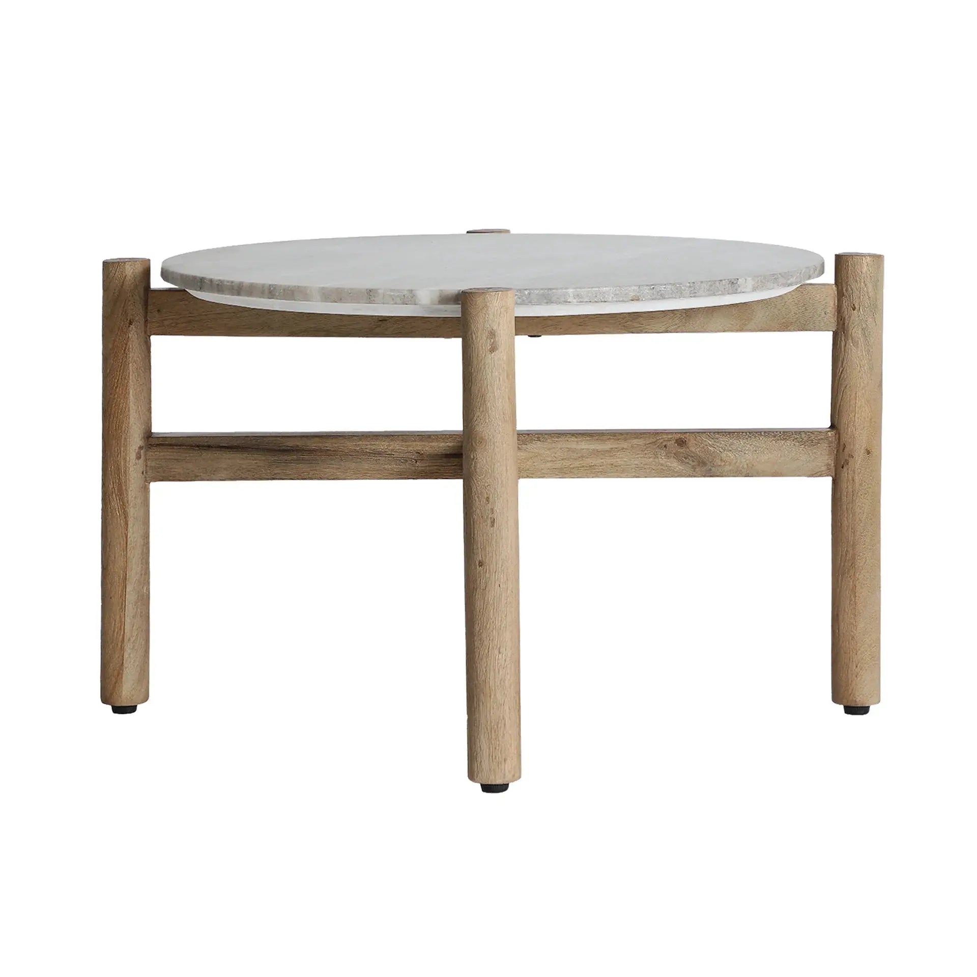 Table Basse de Salon avec Plateau en Marbre Gris LACAUNE - 68 cm KODU