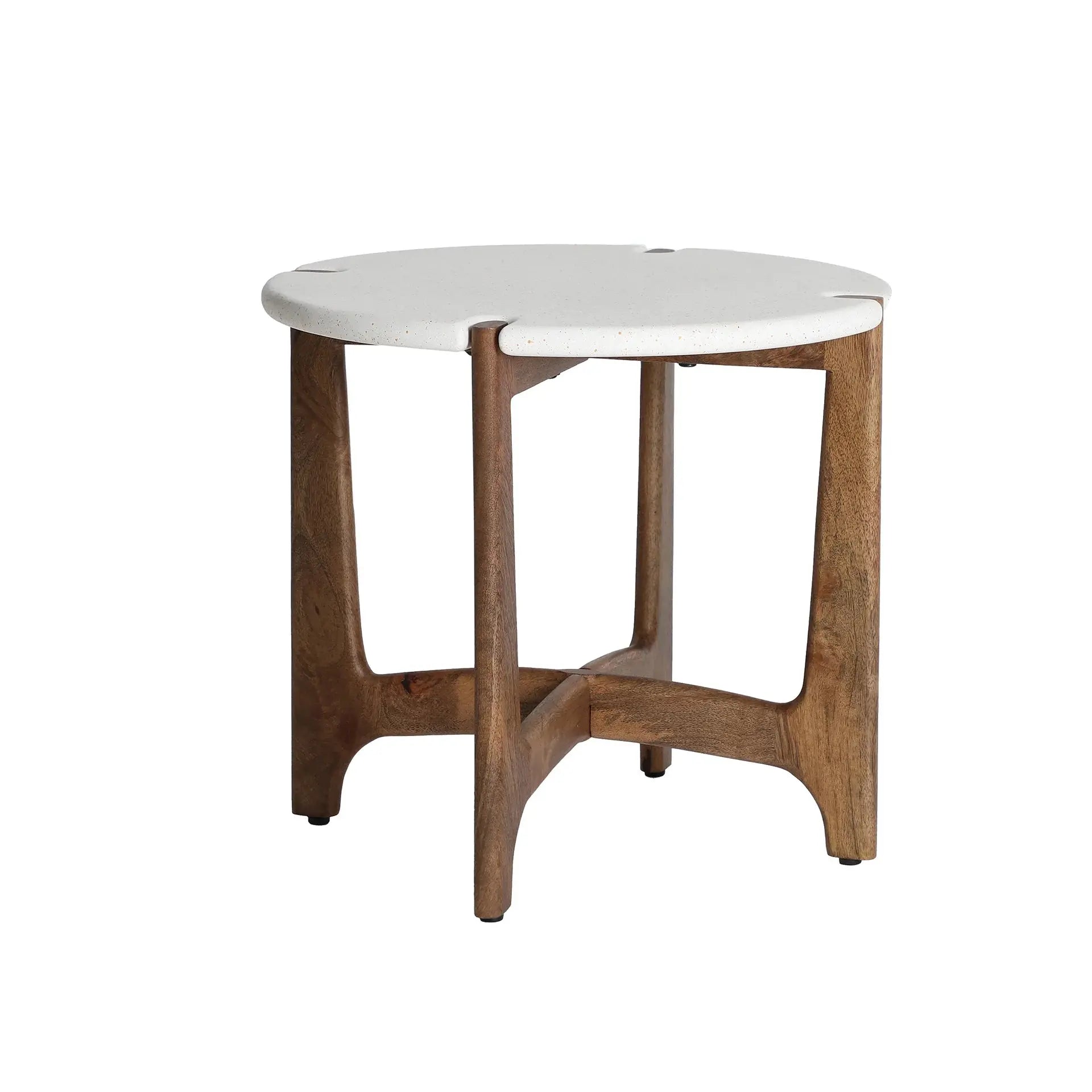 Table Basse de Salon en Bois de Manguier Brun avec MDF Blanc LAAX - 55 cm KODU