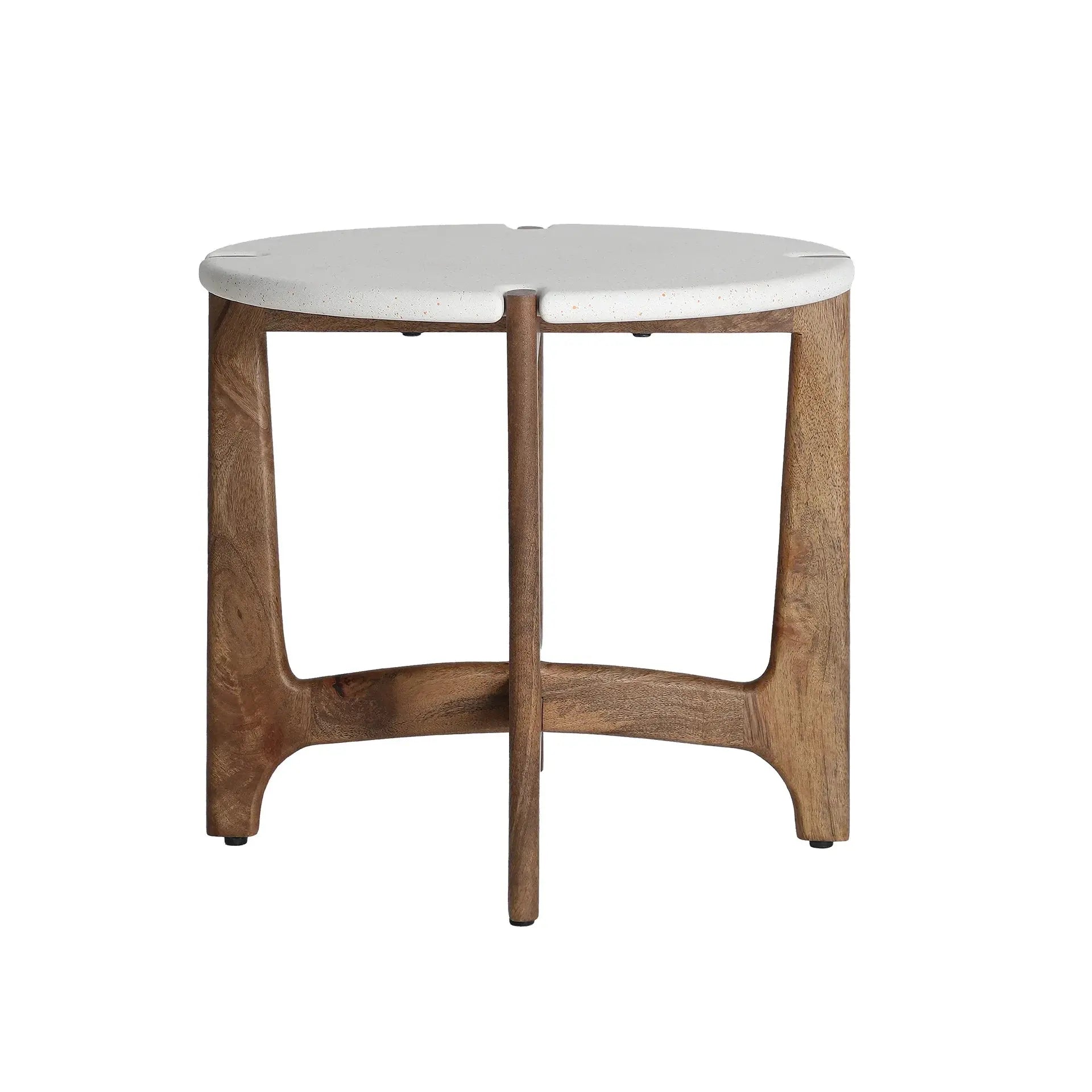 Table Basse de Salon en Bois de Manguier Brun avec MDF Blanc LAAX - 55 cm KODU