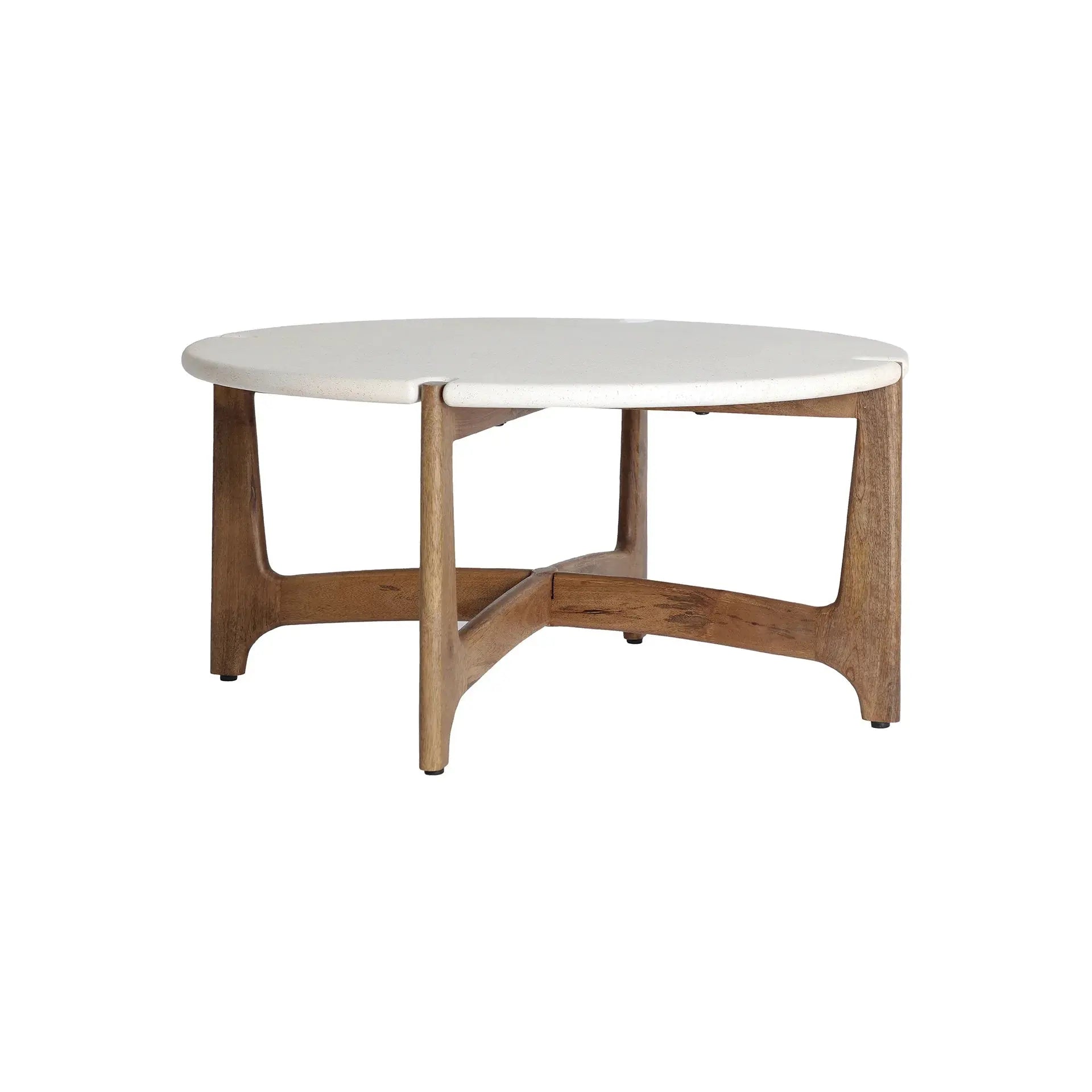 Table Basse de Salon en Bois de Manguier Brun avec MDF Blanc LAAX - 80 cm KODU