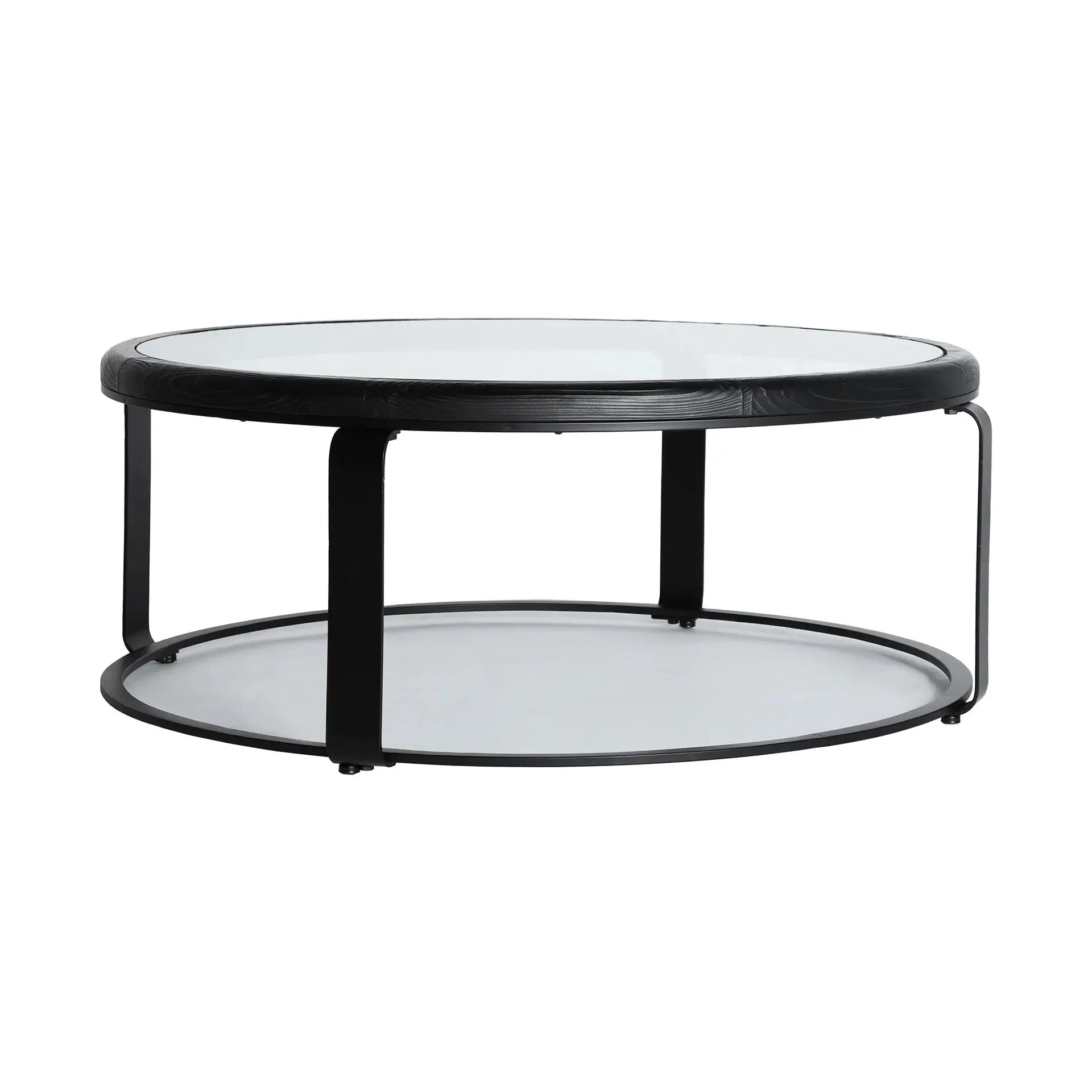 Table Basse de Salon en Bois de Sapin Plateau en Verre Trempé Transparent KILDE - 105 cm KODU