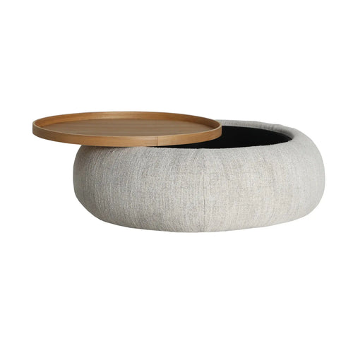 Table Basse de Salon en bois DM Marron Clair et en Polyester Beige SILS - 102 cm KODU