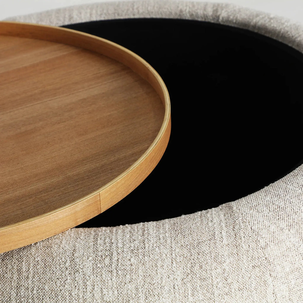 Table Basse de Salon en bois DM Marron Clair et en Polyester Beige SILS - 102 cm KODU