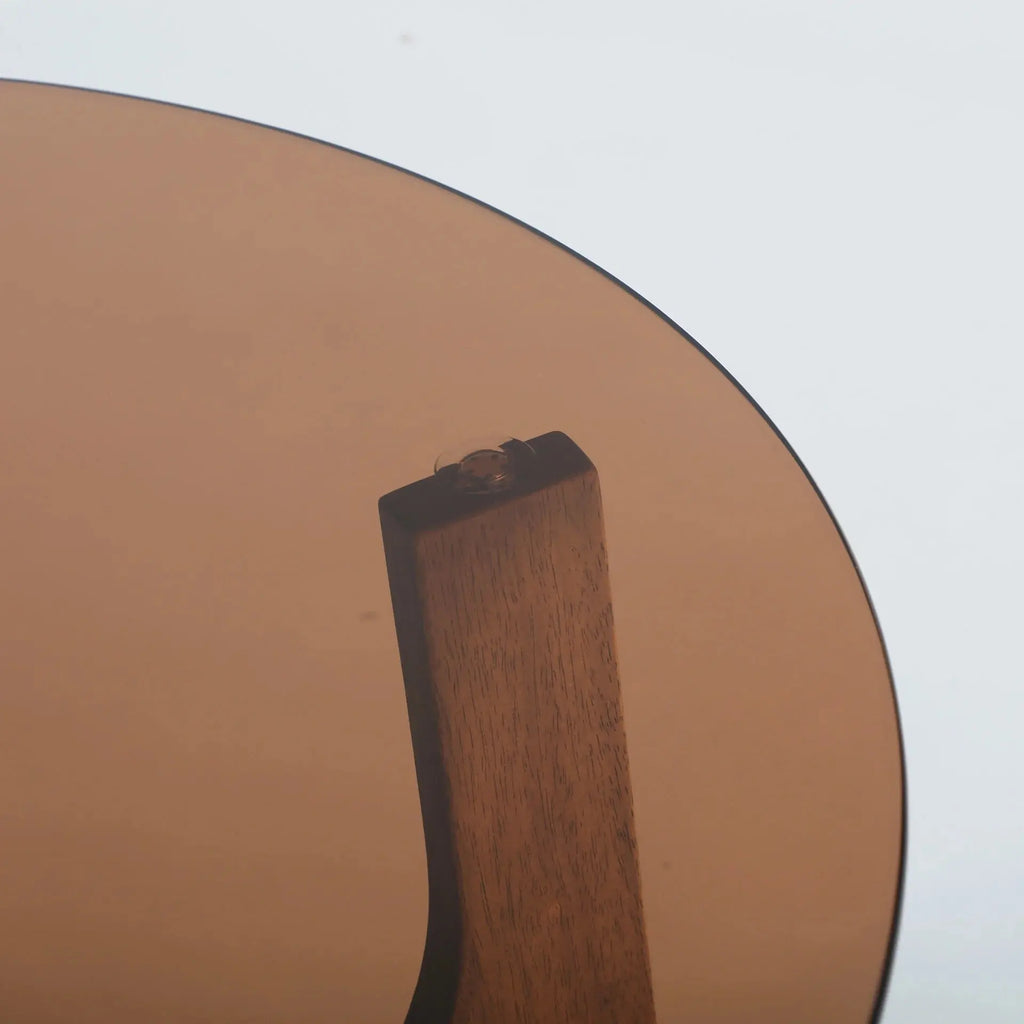 Table Basse en Bois d'Hévéa Brun Plateau en Verre Trempé Brun LUBECA - 80 cm KODU