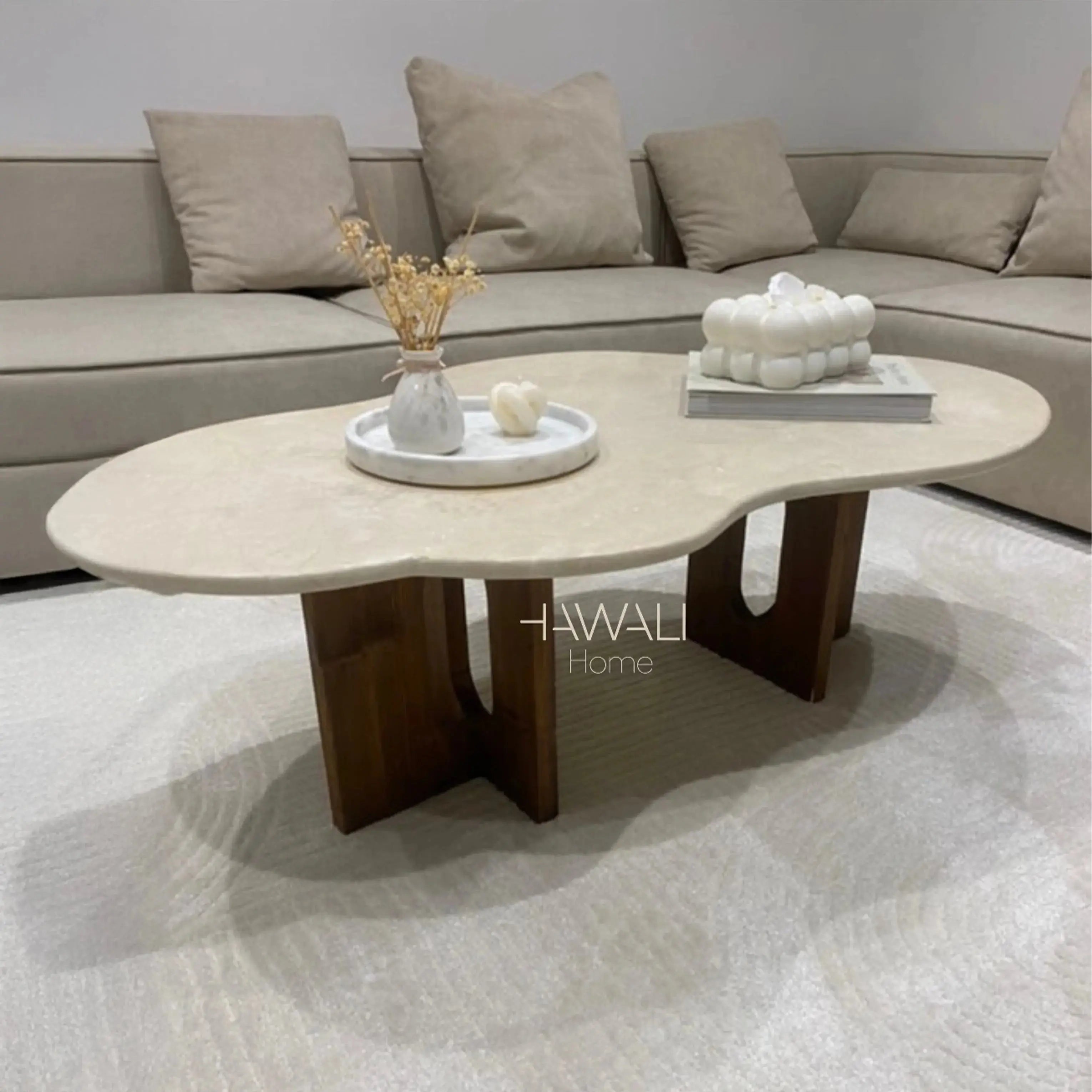 Table Basse en Marbre WAVY - 120 x 60 cm Hawali Home