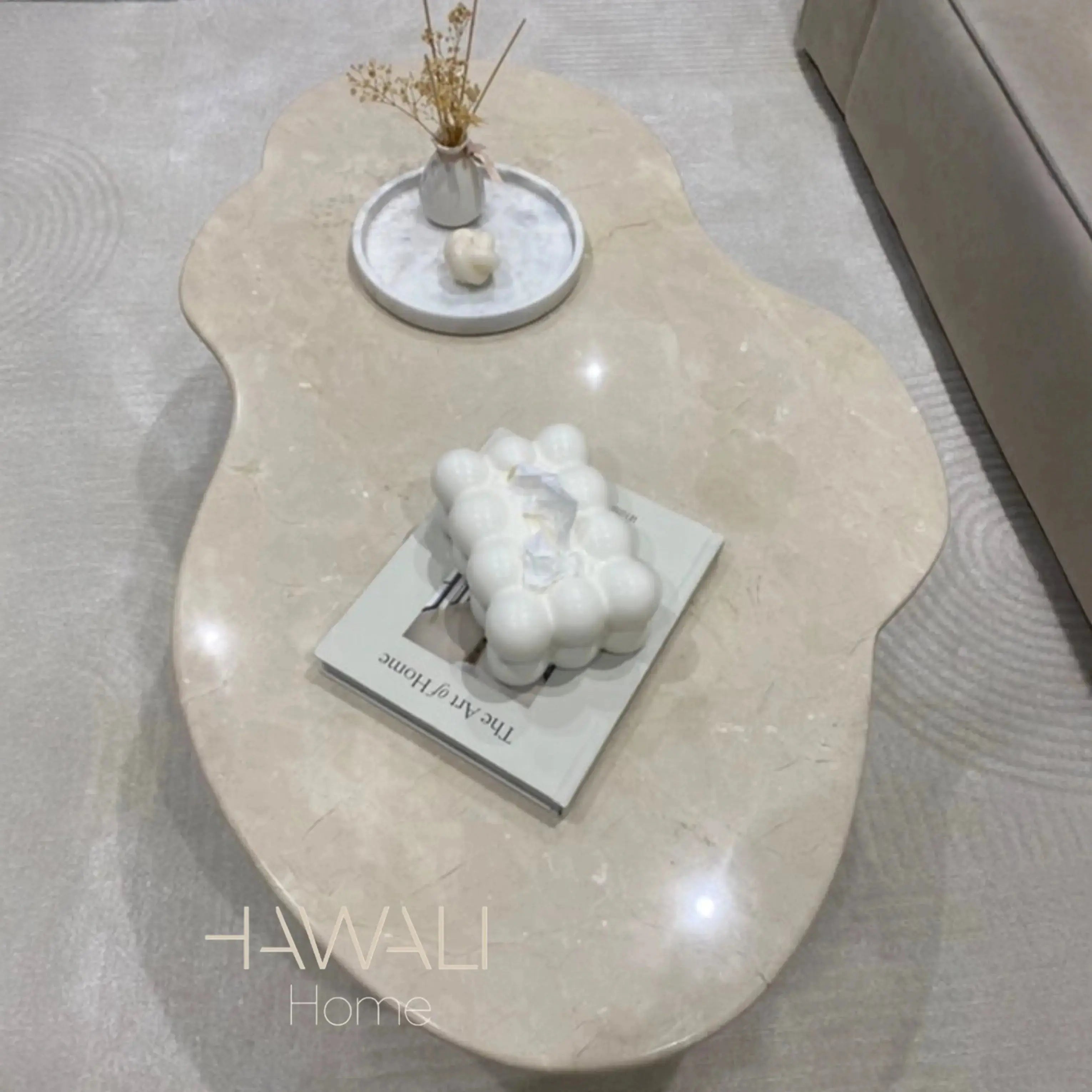 Table Basse en Marbre WAVY - 120 x 60 cm Hawali Home