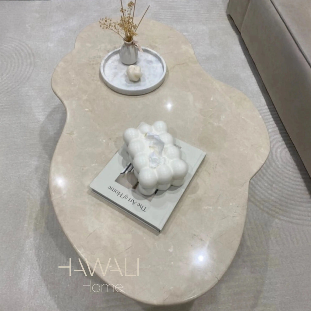Table Basse en Marbre WAVY - 120 x 60 cm Hawali Home
