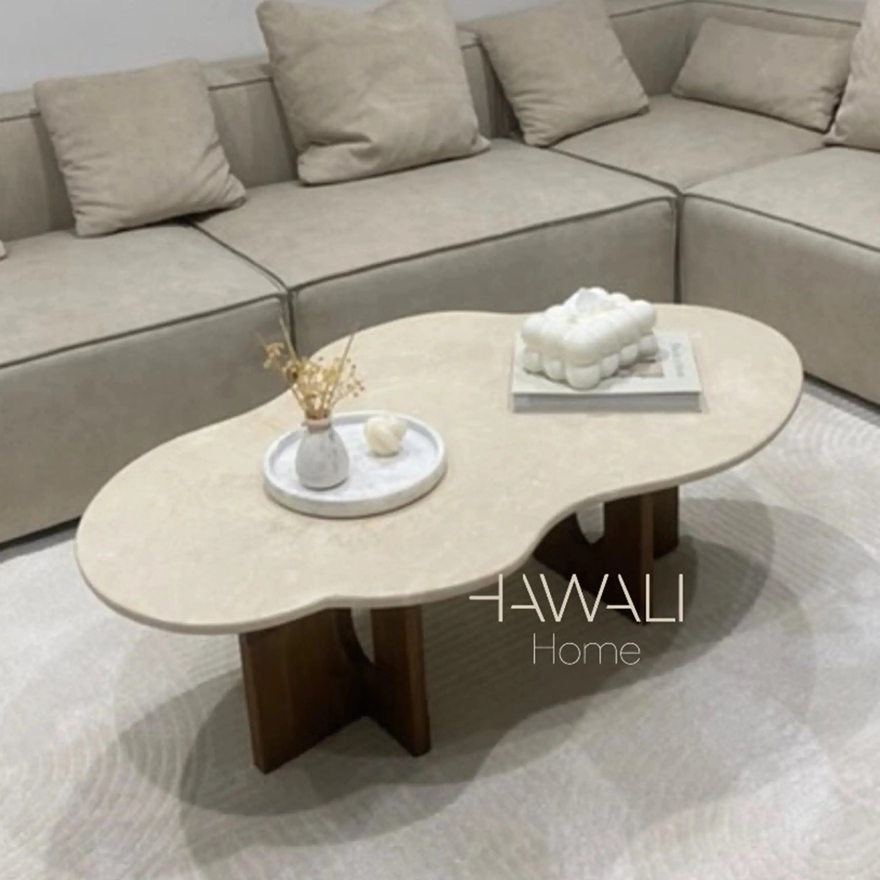 Table Basse en Marbre WAVY - 120 x 60 cm Hawali Home