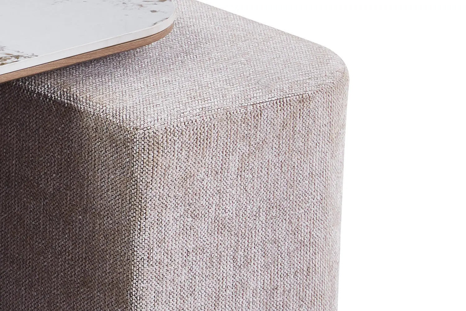 Table Basse en Pierre Brillante avec 4 Poufs CLEA - 80 x 80 cm Rousseau